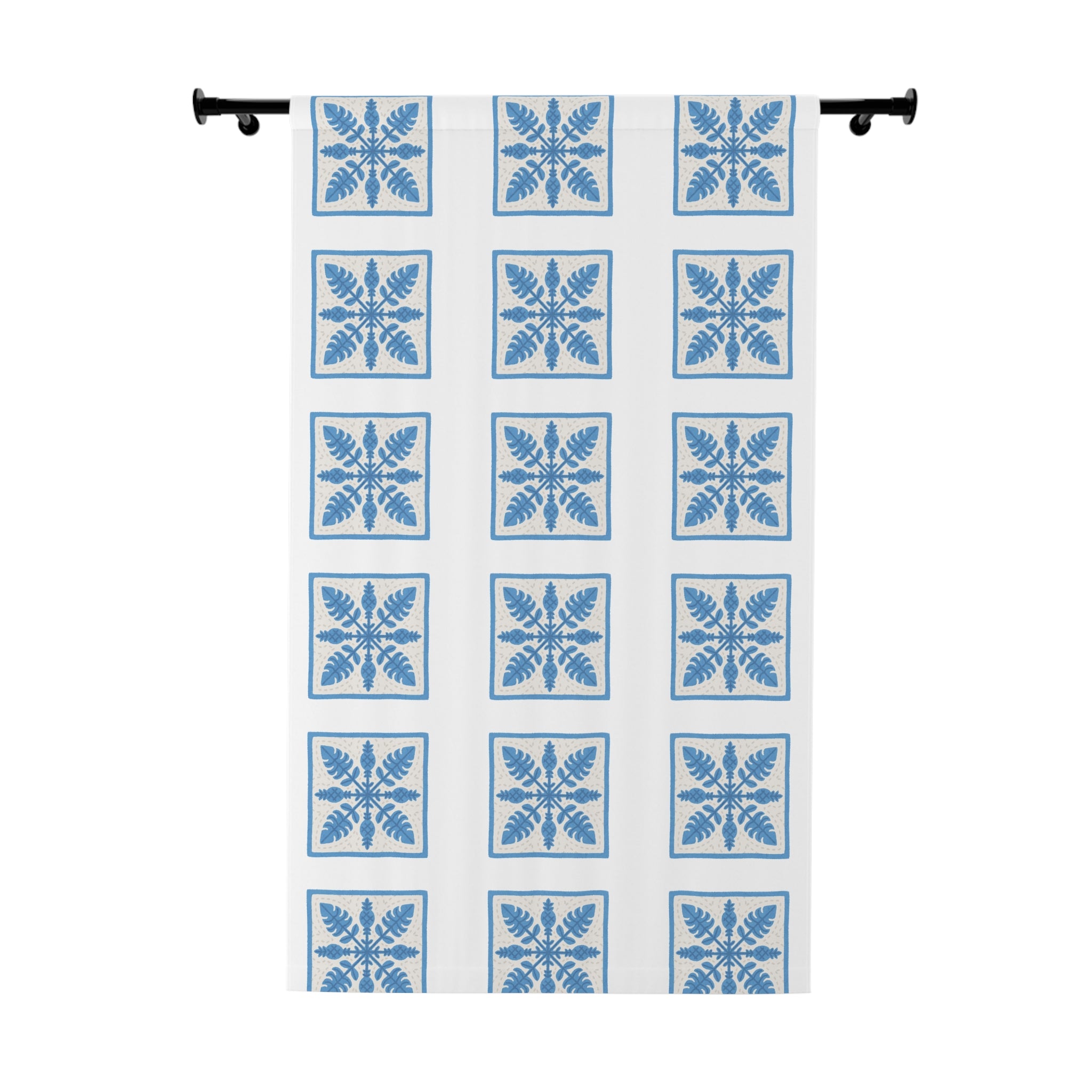 Chic Blue Floral Window Curtain | Custom Decor for Living Room, Bedroom or Kitchen, Perfect for Home Makeover, Spring Decor