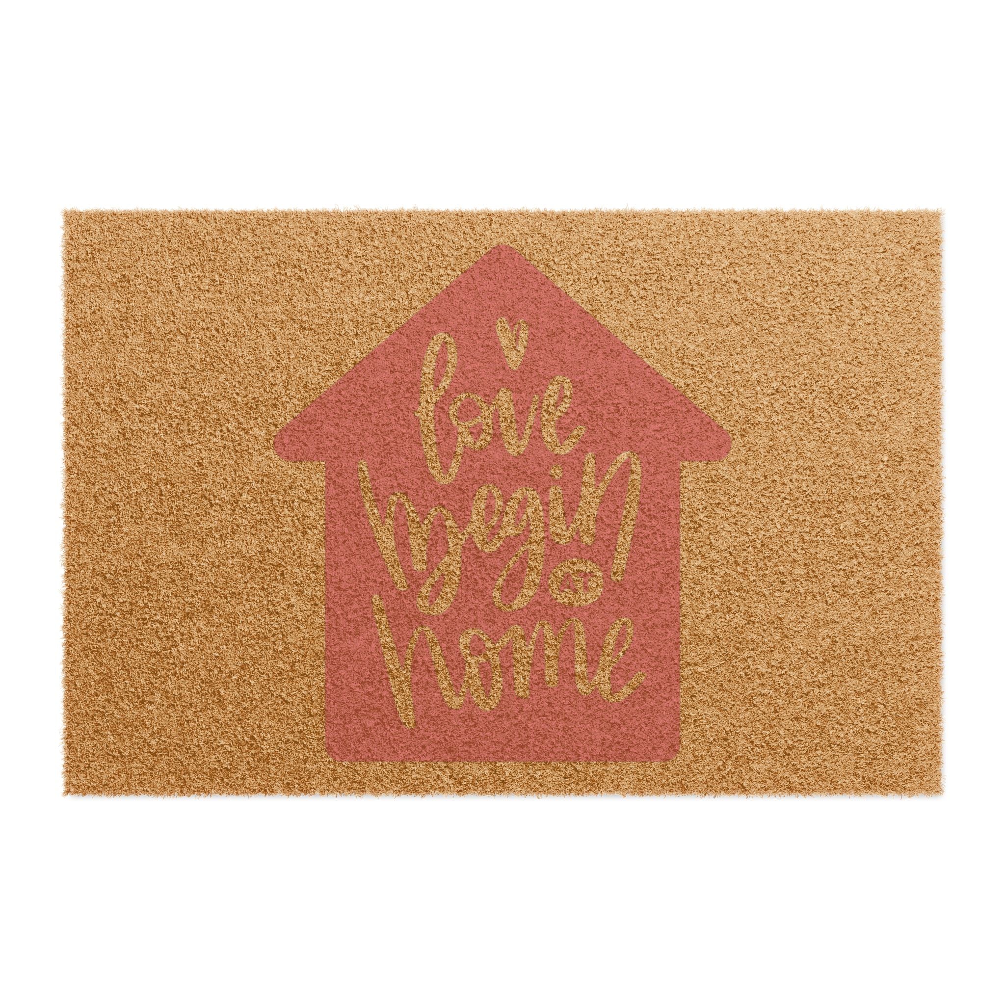 Cozy Home Doormat - Best Welcome Mat for Family, Love Begins at Home Decor, Housewarming Gift, Rustic Door Entry, Personalized Floor Rug