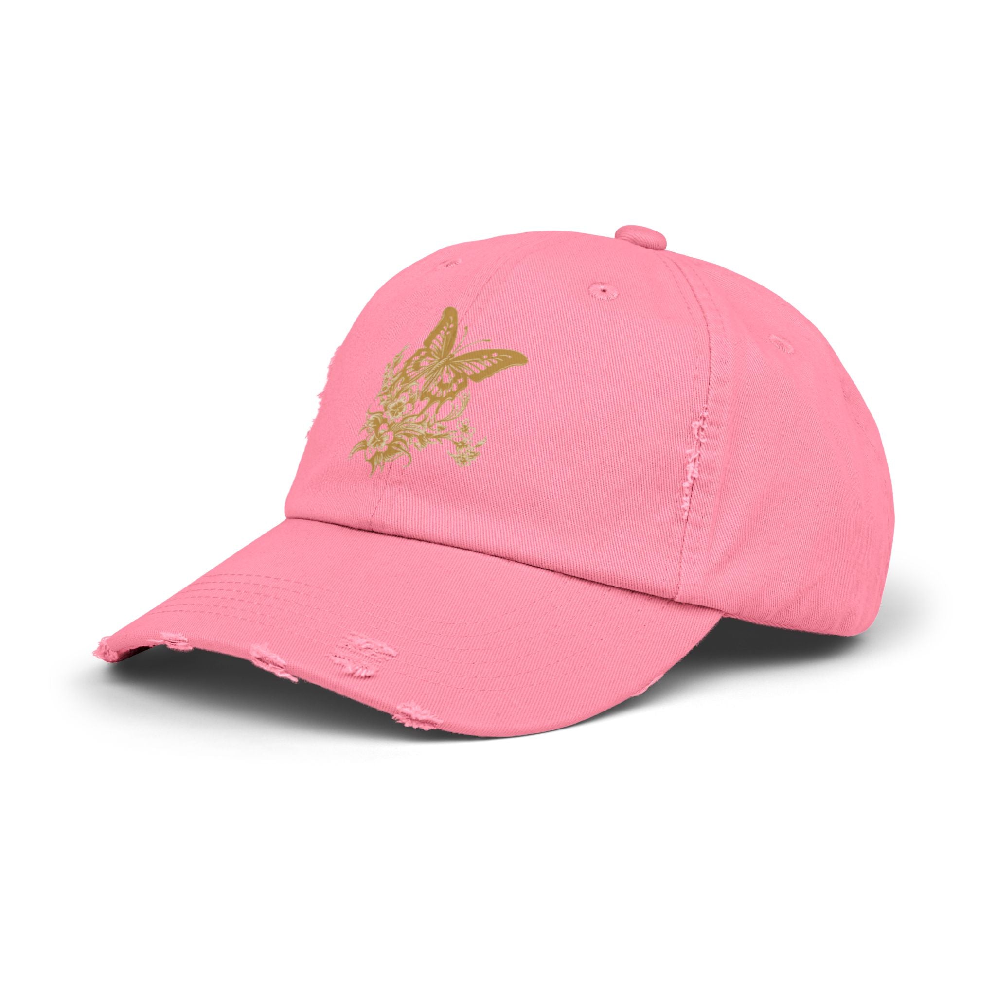 Distressed Butterfly Cap: Trendy Adjustable Hat for Outdoor Adventures, Casual Wear, Festivals, Gifts, Summer