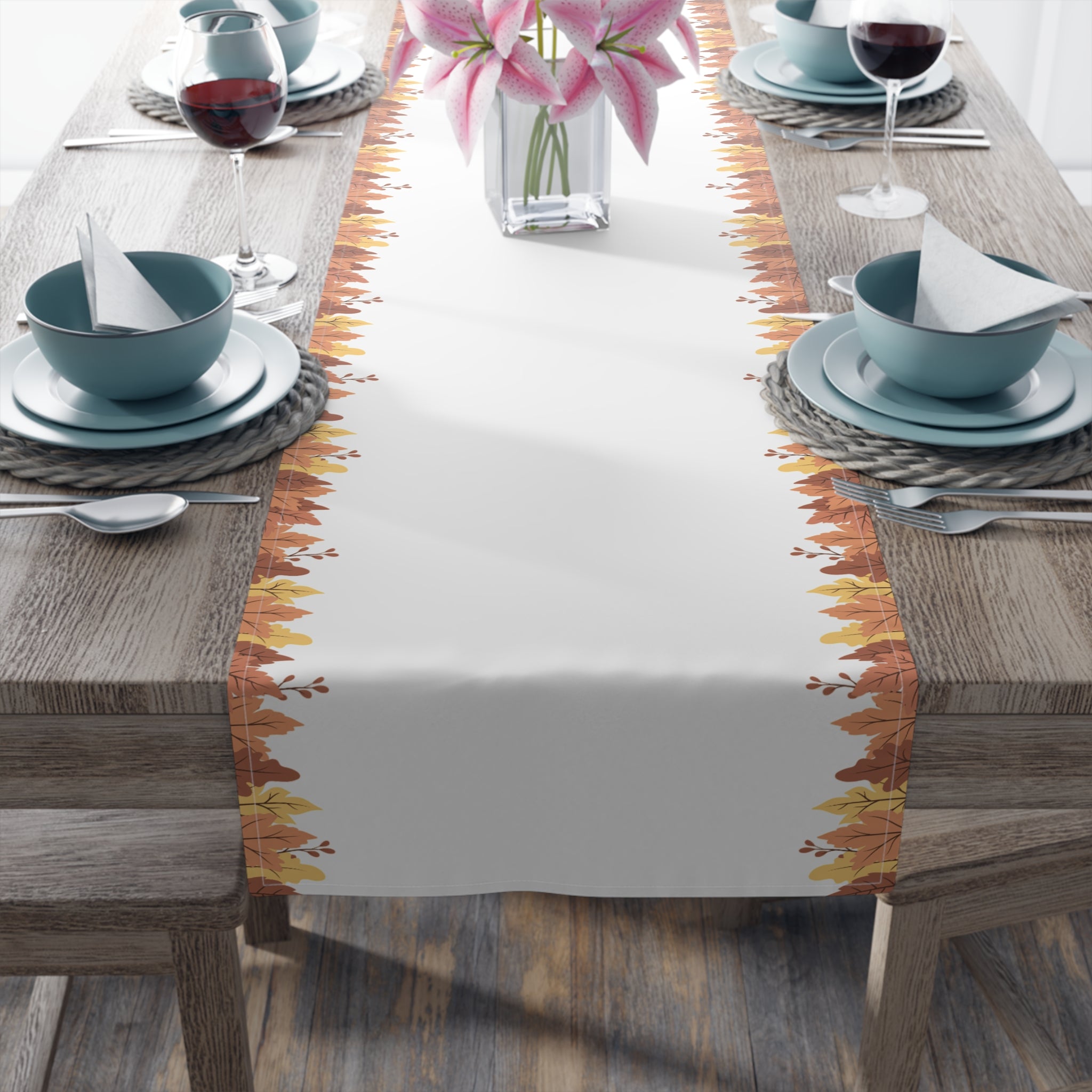 Autumn Leaves Table Runner, Fall Decor, Rustic Table Decoration, Thanksgiving Table Runner, Holiday Table Centerpiece