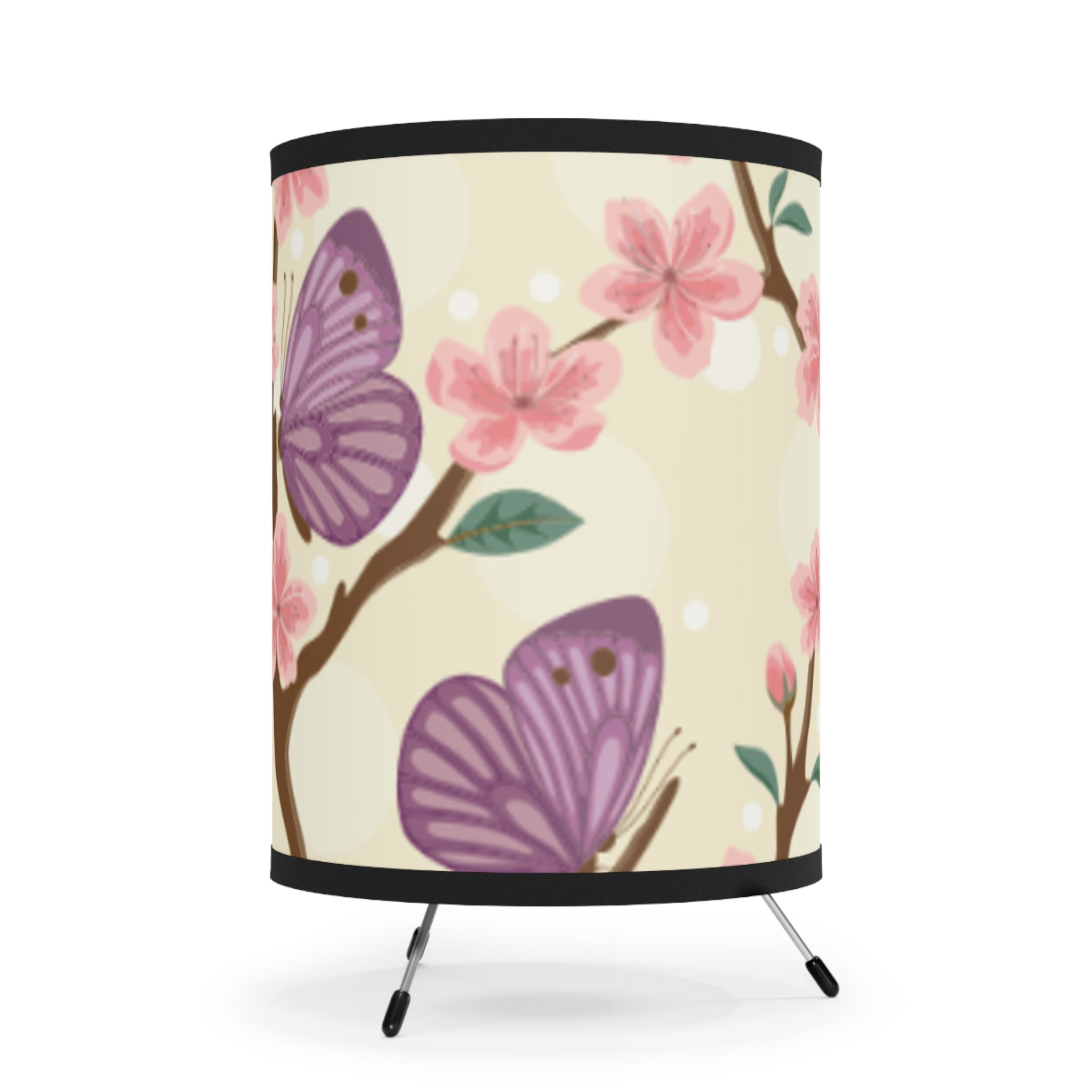 Floral Tripod Lamp with Butterfly Shade, Accent Lighting, Home Decor, Spring Decor, Unique Gift, US/CA Plug