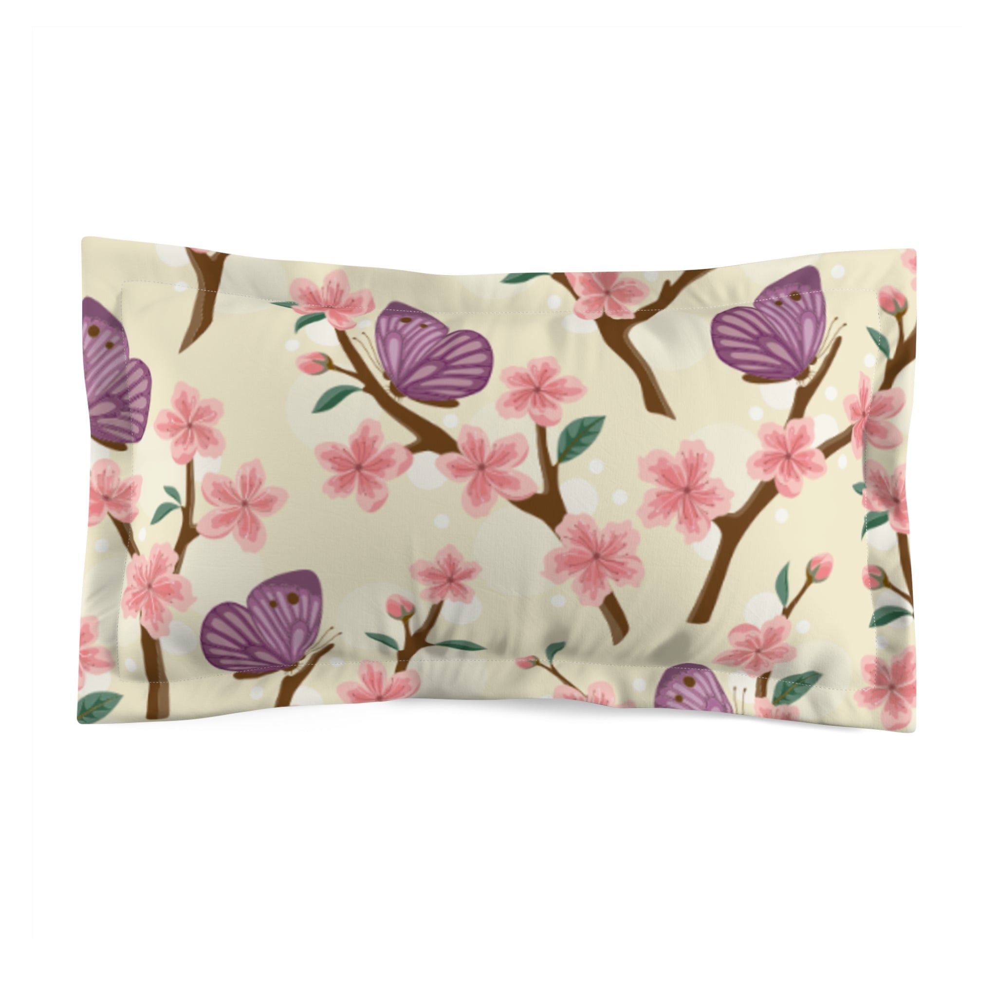 Butterfly Blossom Microfiber Pillow Sham | Spring Home Decor, Floral Bedding, Decorative Pillowcase, Gift for Her, Bedroom Accent