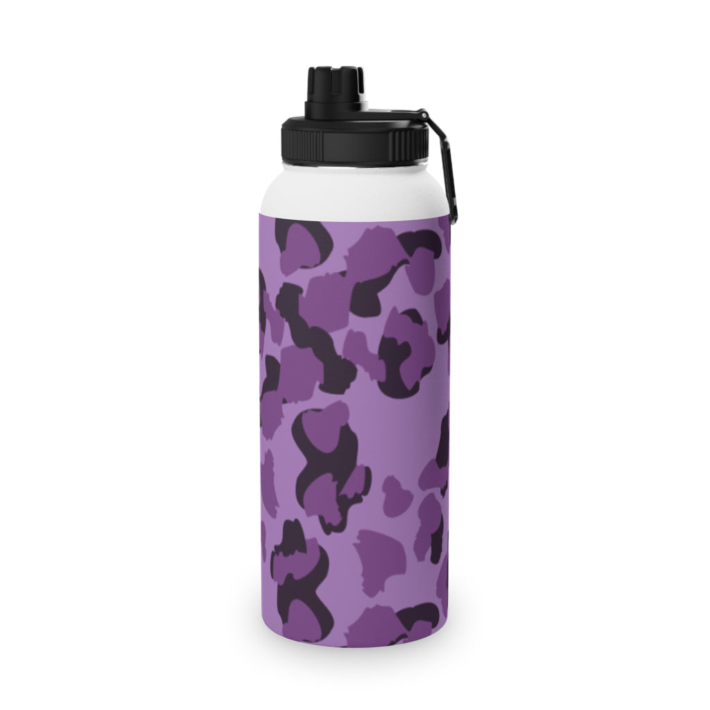 Purple Camo Water Bottle, Travel Hydration, Gym Essential, Eco-Friendly Gift, Active Lifestyle, Sports Gear, Outdoor Accessories