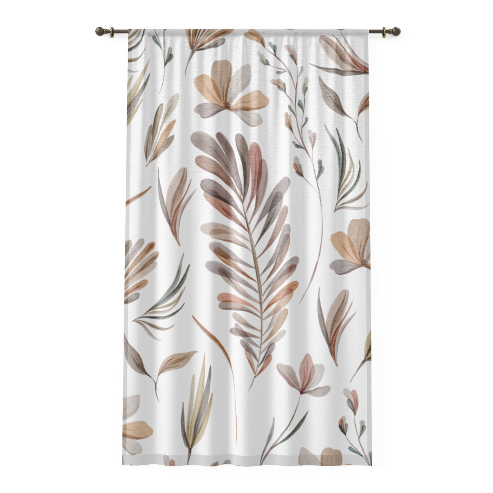 Floral Botanical Window Curtain, Nature-Inspired Home Decor, Living Room Shades, Boho Style Drapes, Ideal for Spring Refresh