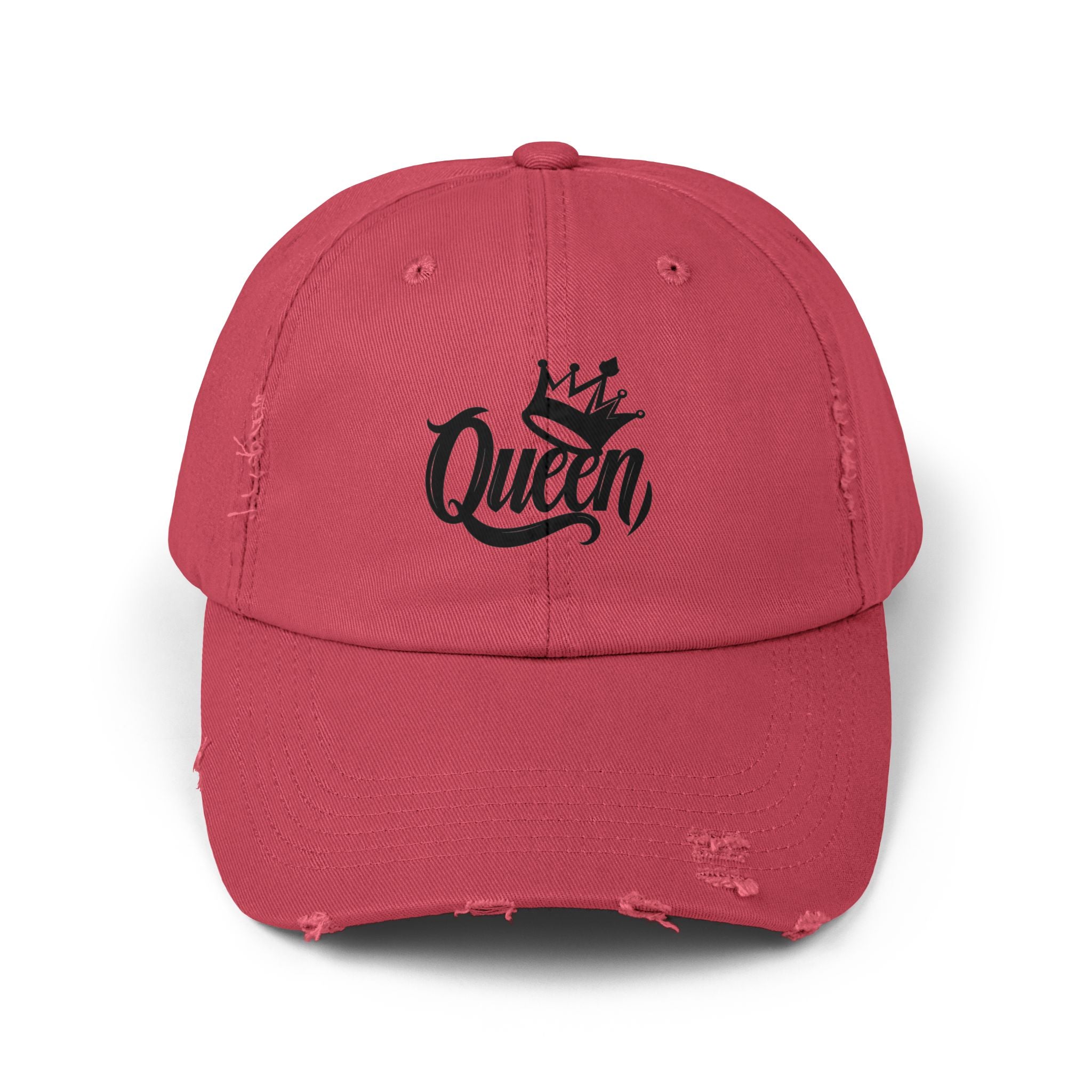 Queen Distressed Cap - Trendy Hat for Women, Casual Wear, Birthday Gift, Self-Care, Queen Vibes