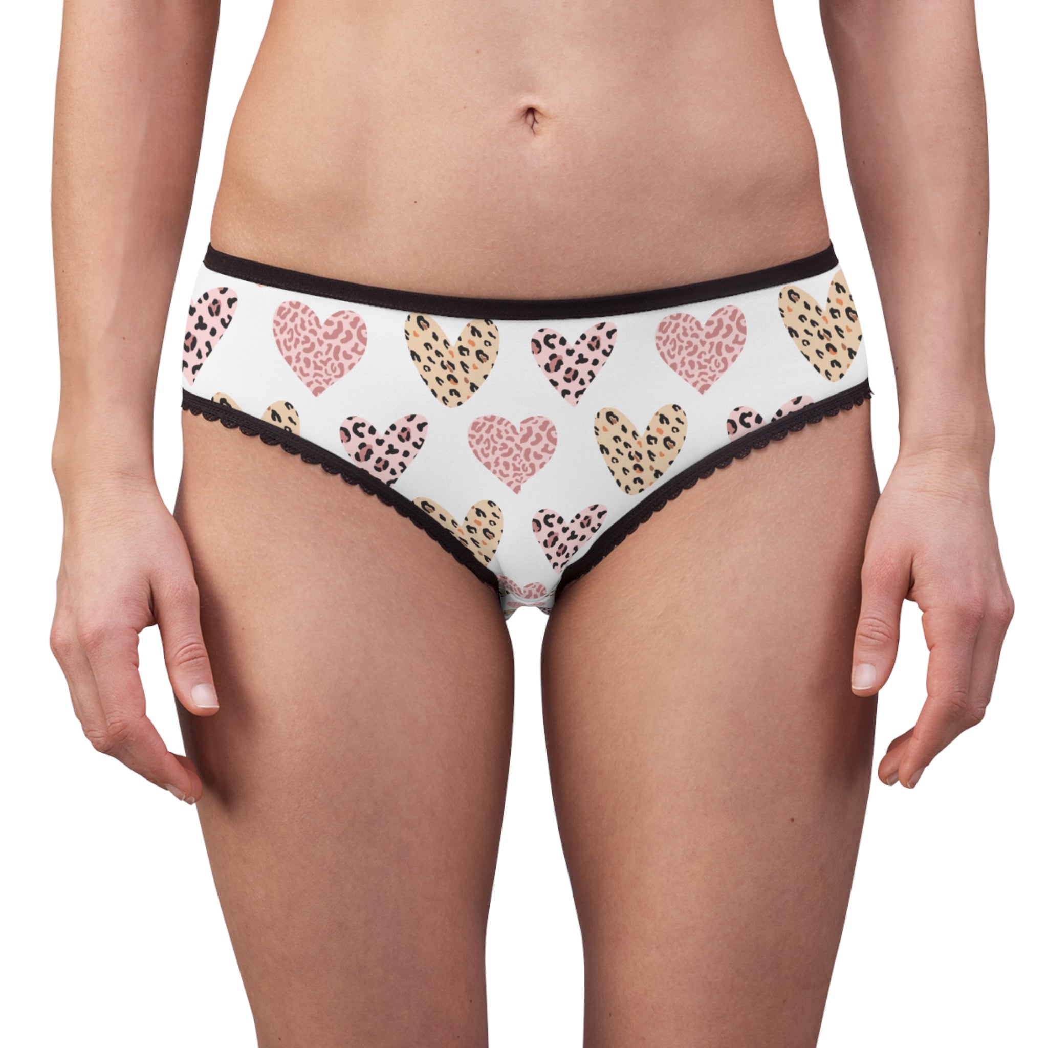 Cute Heart Print Women's Briefs, Comfortable Lingerie, Valentine's Day Gift, Everyday Essentials, Animal Print Undergarments