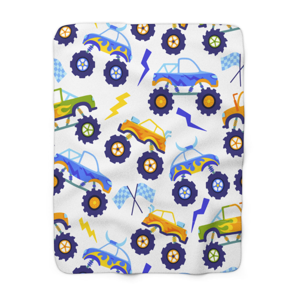Monster Truck Sherpa Blanket | Cozy Children's Throw | Perfect Gift for Little Adventurers, Kids' Room Decor, Birthday, Playtime