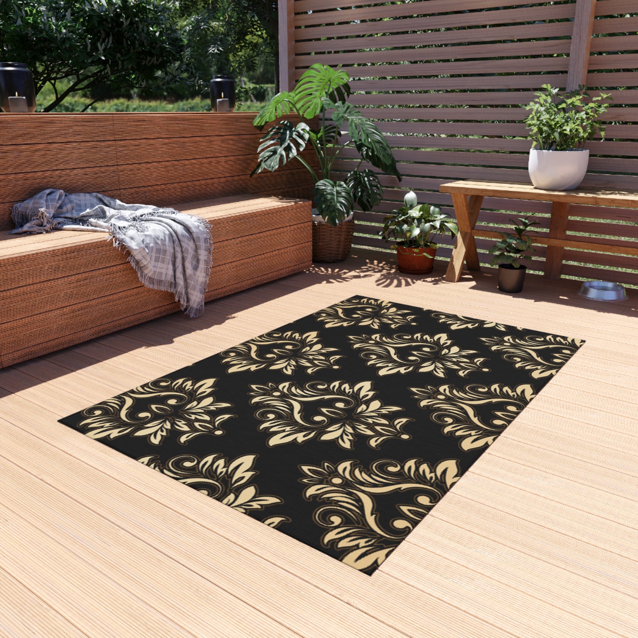 Stylish Outdoor Rug for Patios, Modern Decor, Home and Garden, Table Setting, Outdoor Living, Perfect for BBQs
