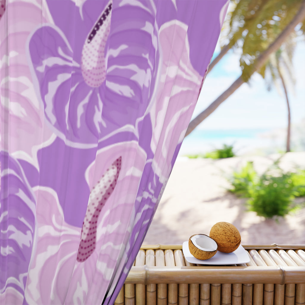 Purple Floral Window Curtains