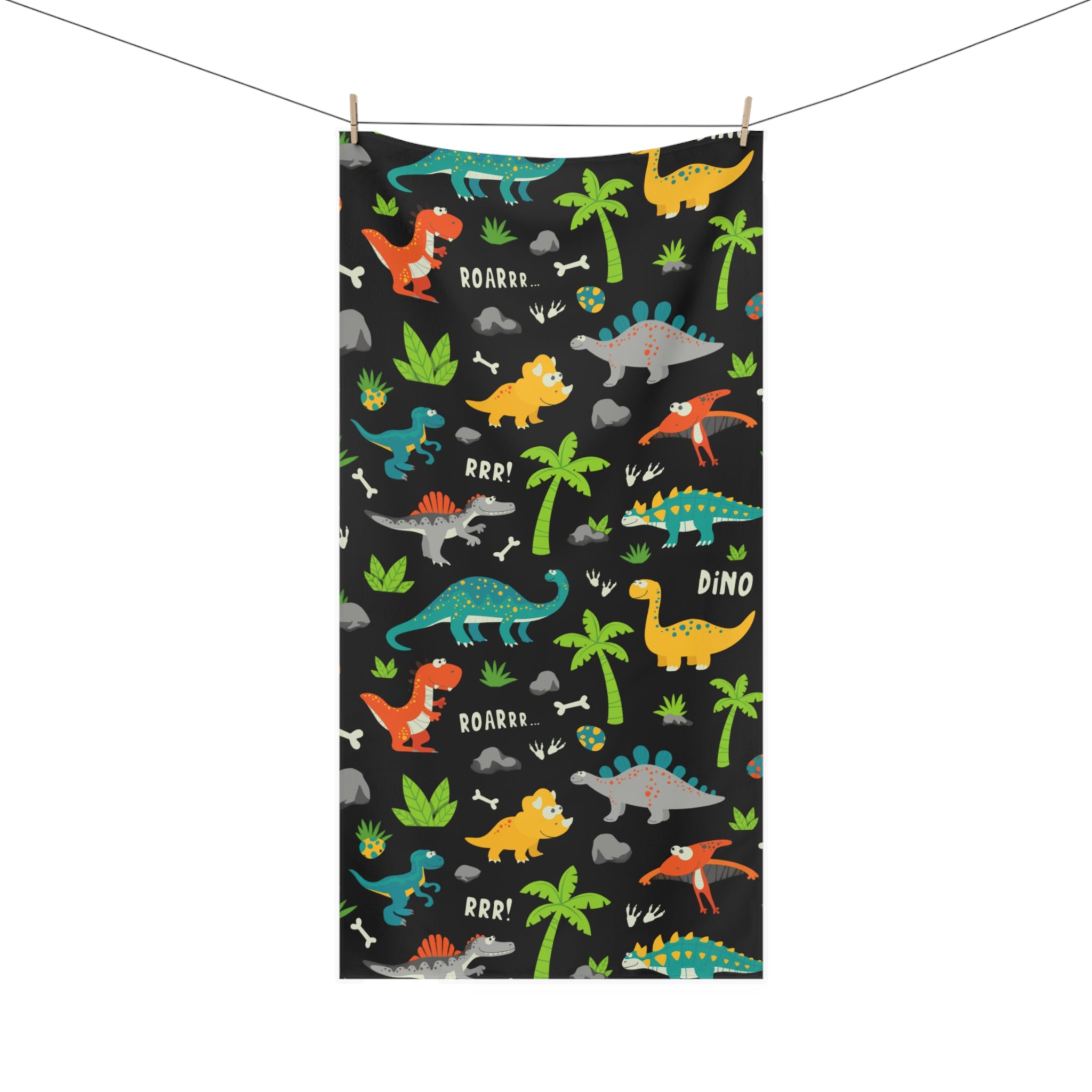 Dinosaur Adventure Towel - Kids Bath Towel, Playroom Decor, Birthday Gift, Dino Party, Bath Time Fun