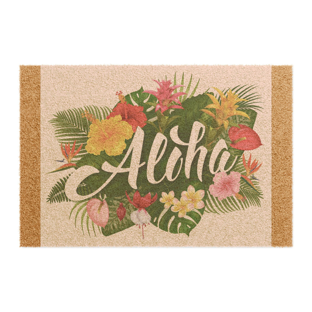 Aloha Floral Doormat, Tropical Welcome Mat for Home Decor, Summer Entryway Rug, Hawaiian Housewarming Gift, Outdoor Indoor Mat