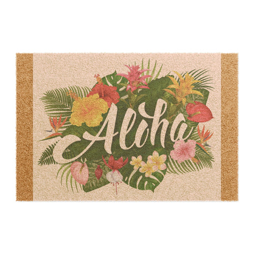 Aloha Floral Doormat, Tropical Welcome Mat for Home Decor, Summer Entryway Rug, Hawaiian Housewarming Gift, Outdoor Indoor Mat