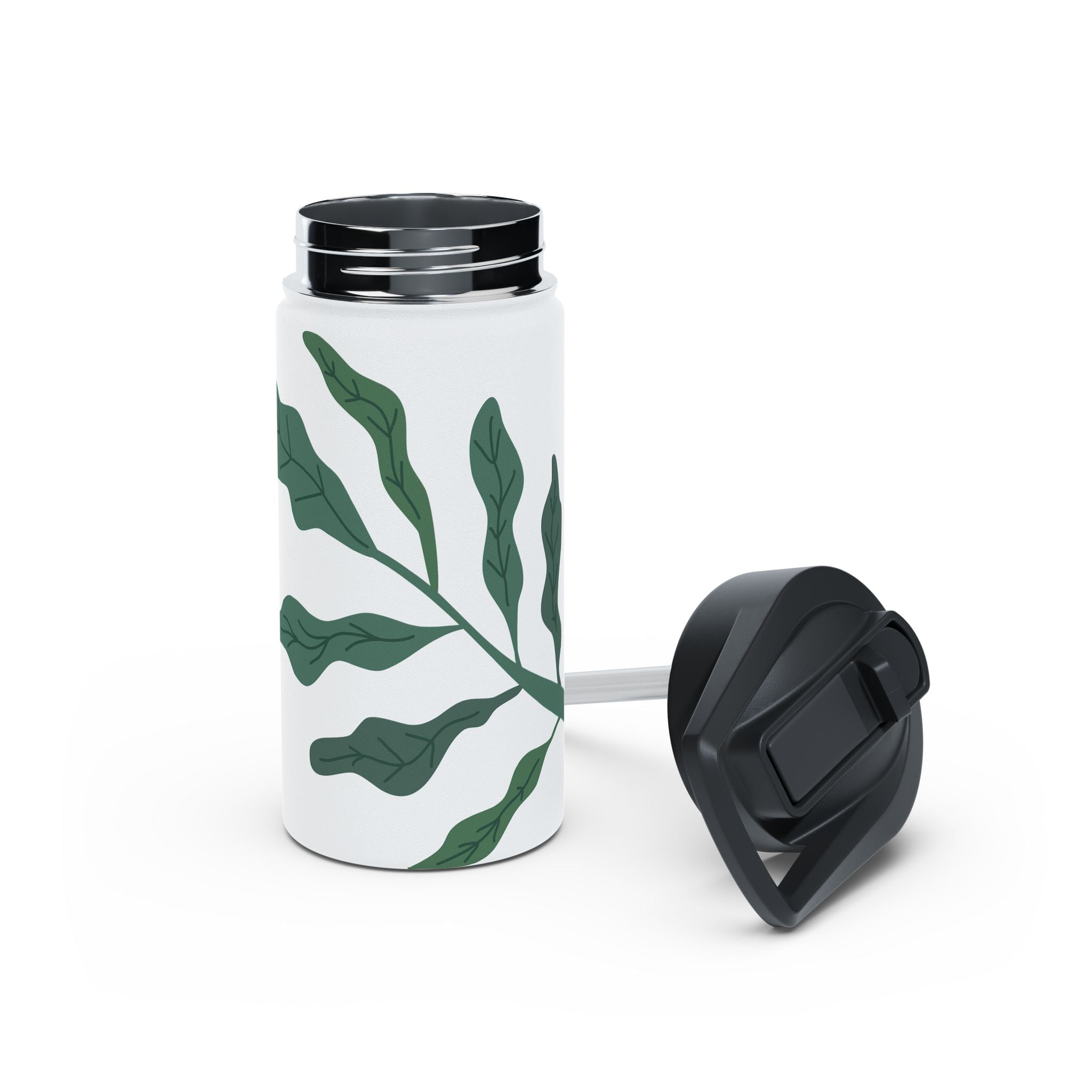Water Bottle, Standard Lid, Tropical Island Design - Stainless Steel, Reusable, Eco-Friendly, Leakproof, Outdoor Travel Mug