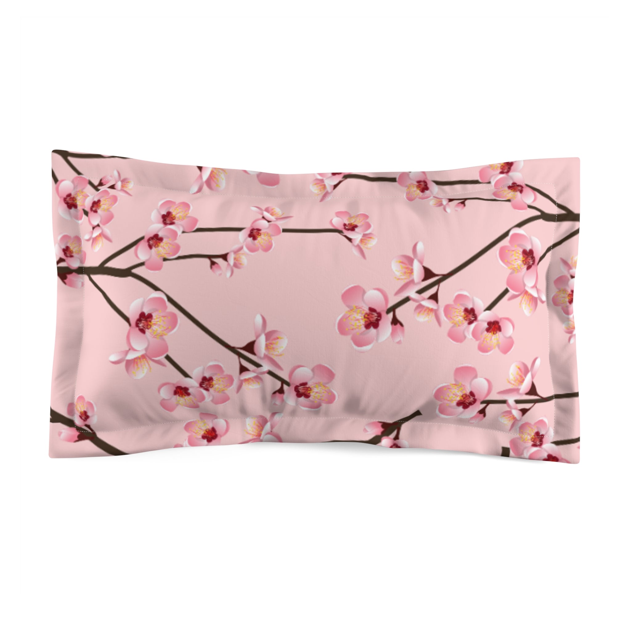 Blossom Pink Microfiber Pillow Sham, Floral Bedding, Home Decor, Bedroom Accent, Gift for Spring