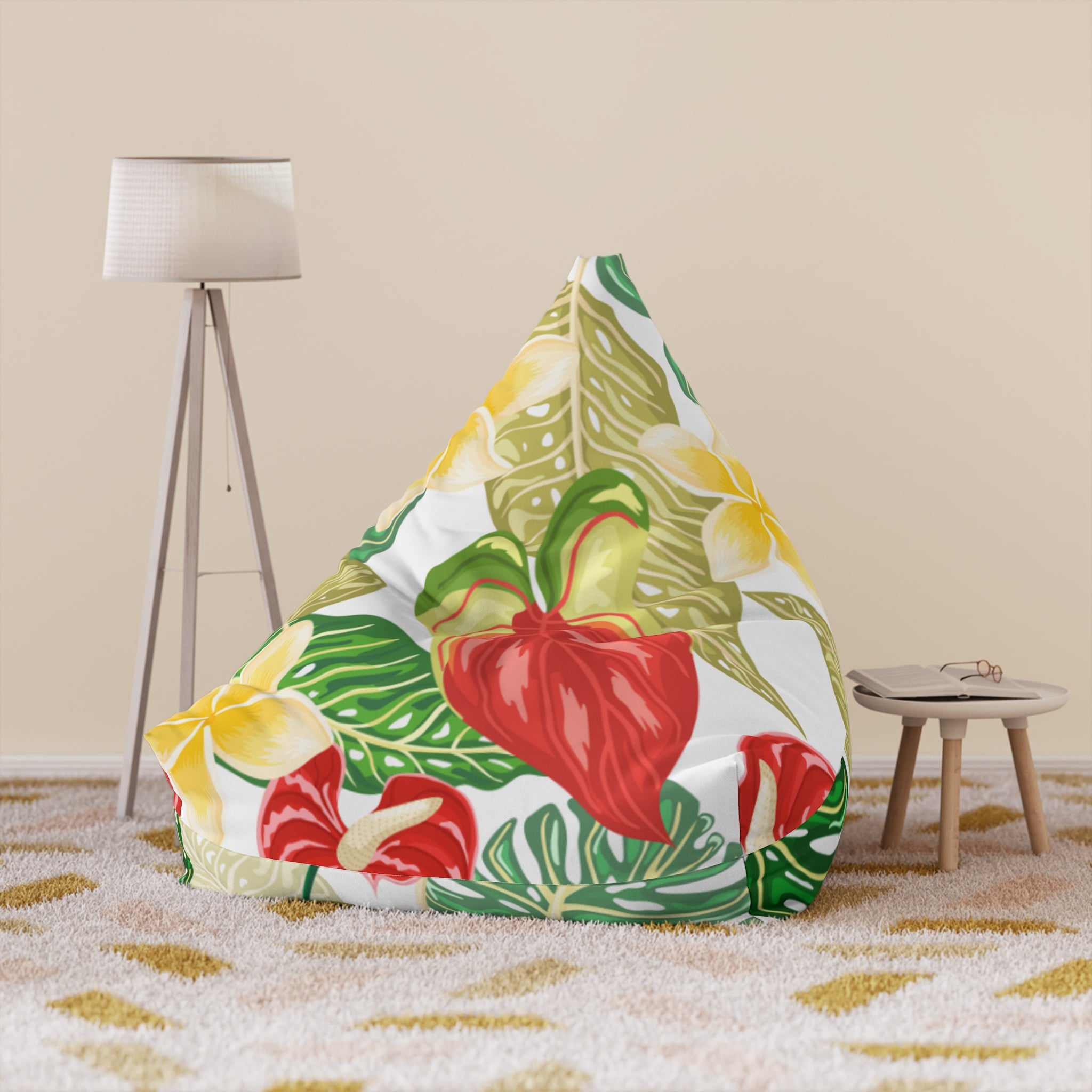 Tropical Bean Bag Chair Cover, Indoor Lounger, Fun Home Decor, Cozy Reading Nook, Summer Vibes, Gift for Kids