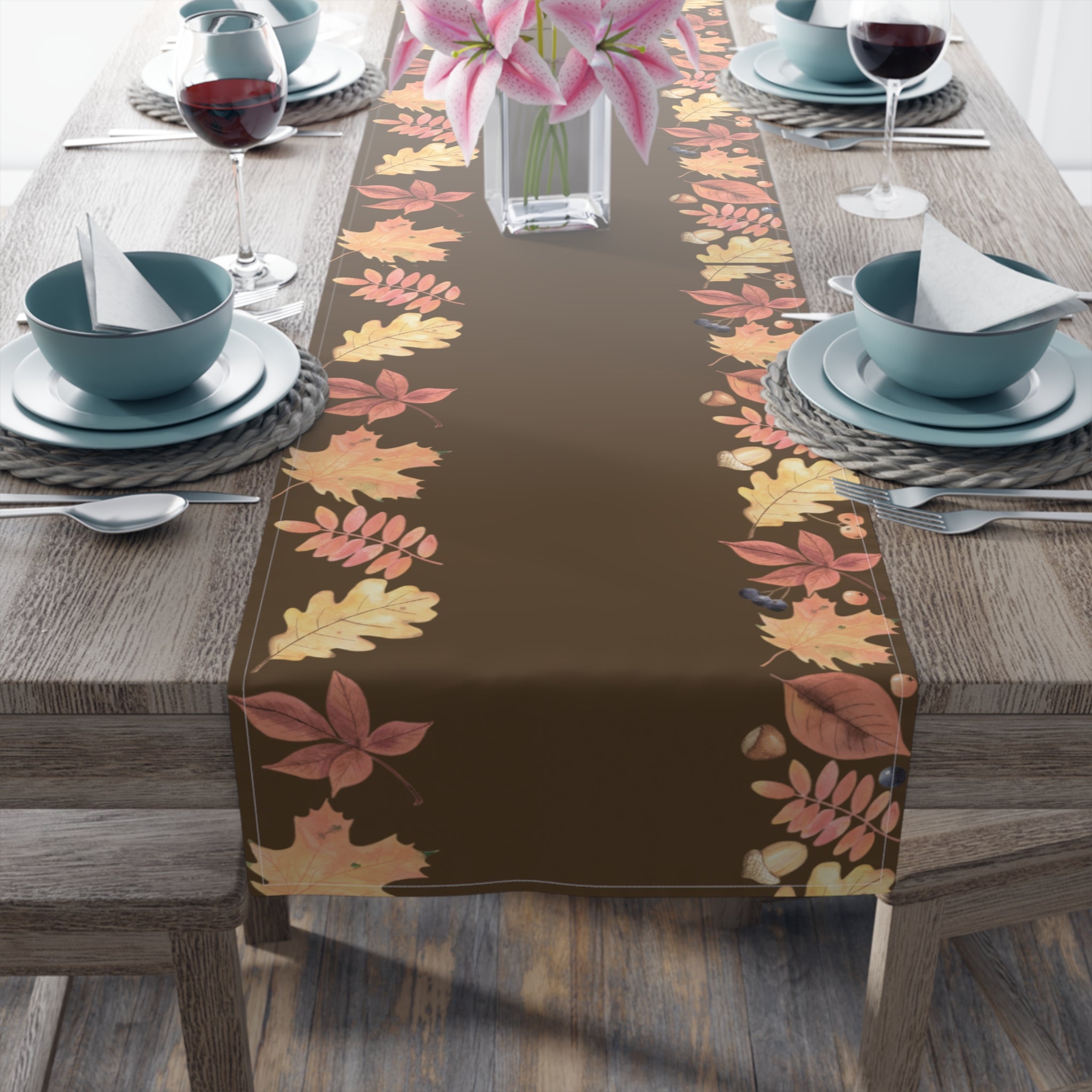 Rustic Fall Table Runner | Autumn Harvest Decor, Thanksgiving Table Setting, Farmhouse Style, Nature Inspired Home Decor