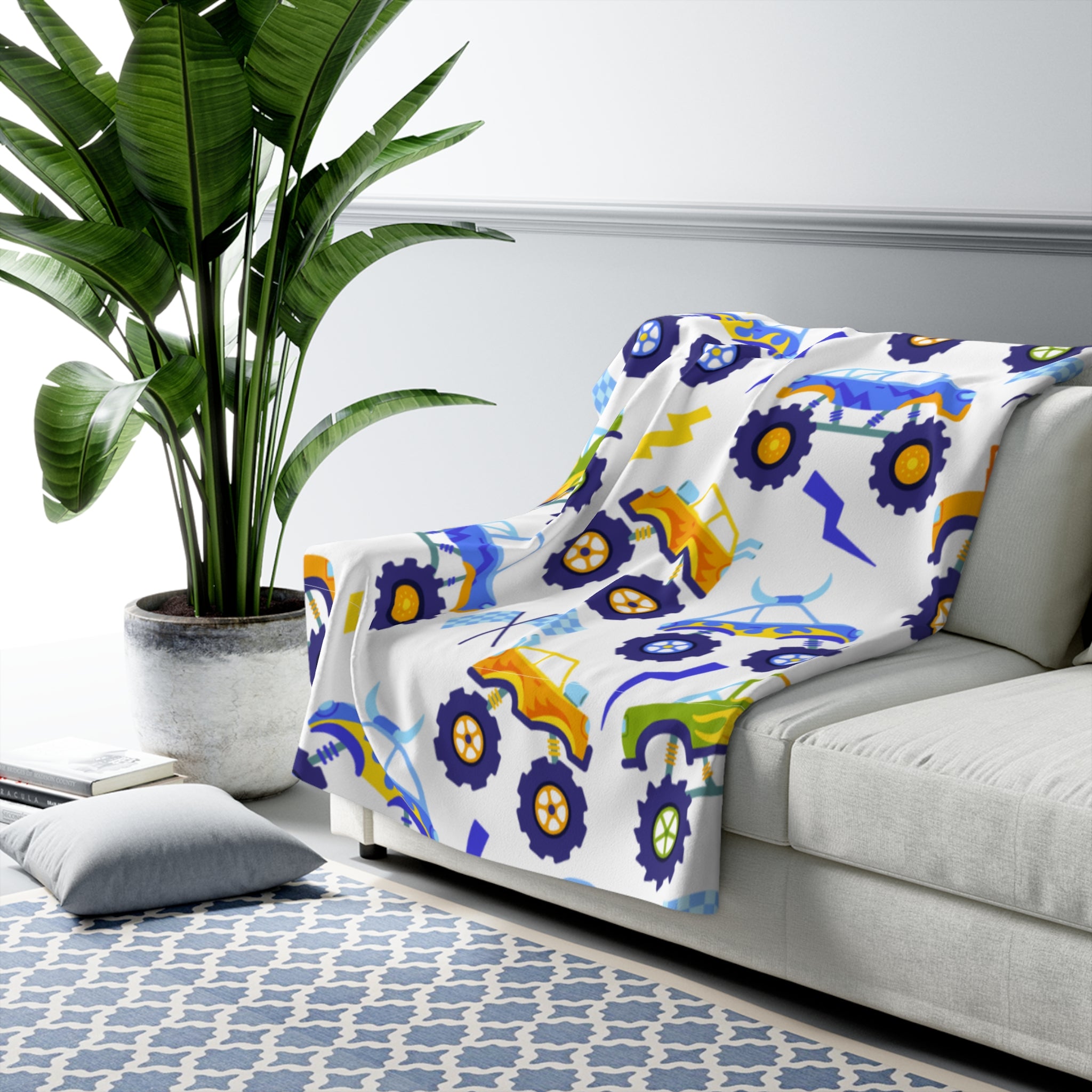 Monster Truck Sherpa Blanket | Cozy Children's Throw | Perfect Gift for Little Adventurers, Kids' Room Decor, Birthday, Playtime