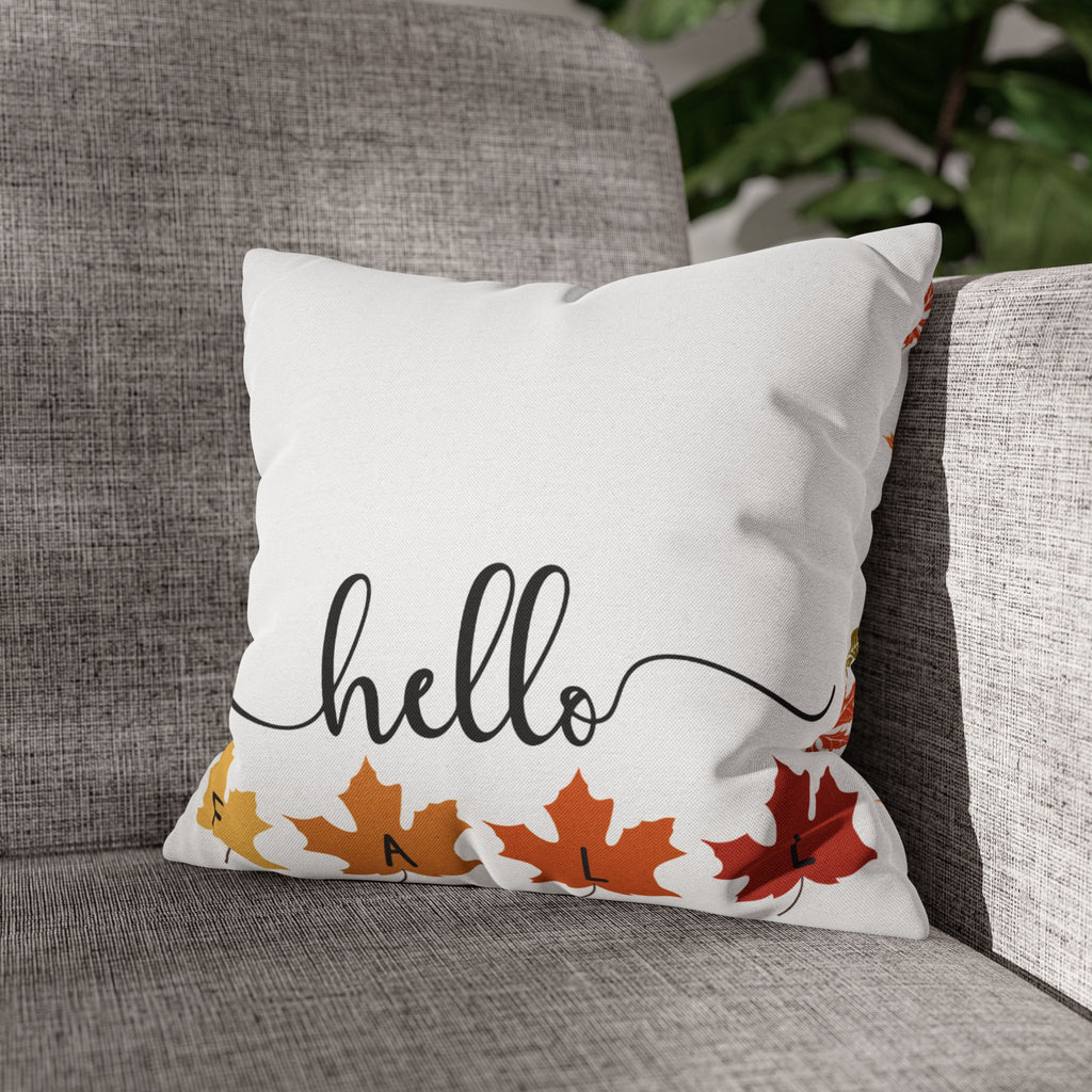 Autumn Leaf Decor Pillowcase, Hello Fall Cushion Cover, Cozy Home Accents, Seasonal Pillow for Fall Decor, Thanksgiving Gift Idea
