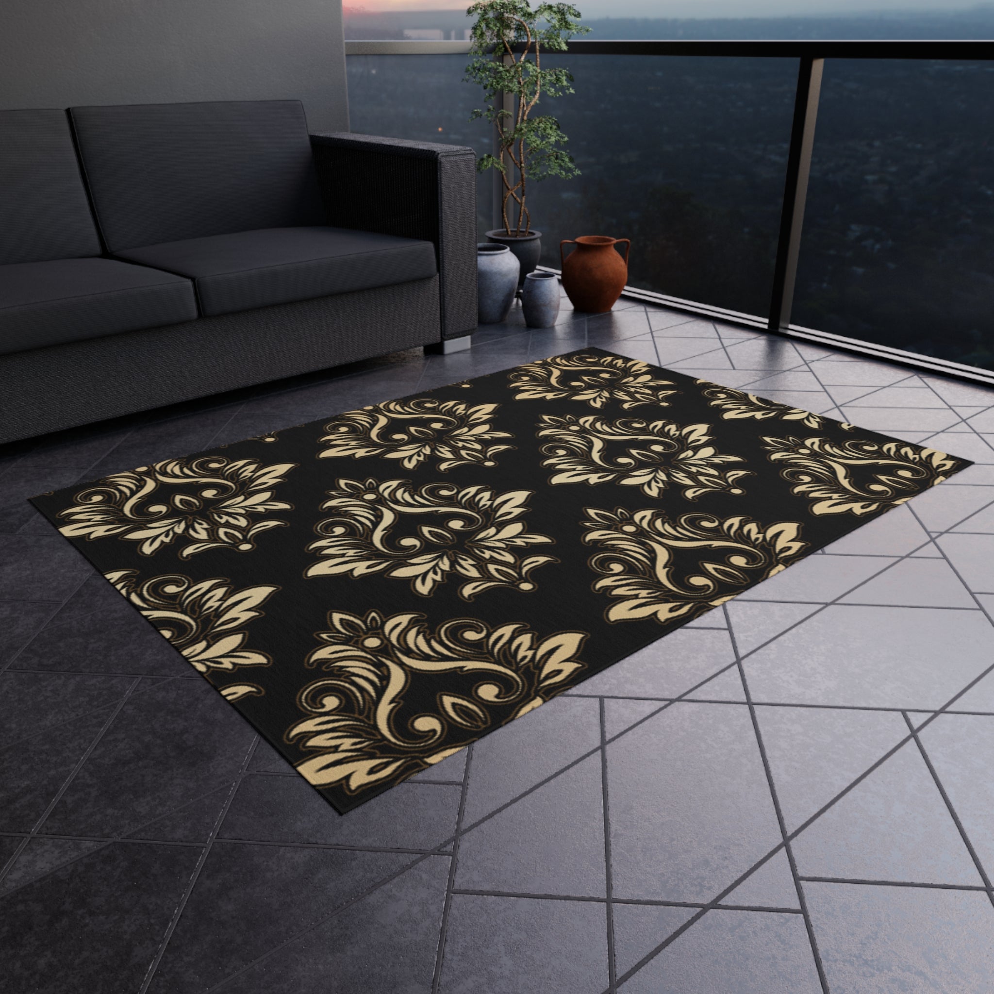 Stylish Outdoor Rug for Patios, Modern Decor, Home and Garden, Table Setting, Outdoor Living, Perfect for BBQs