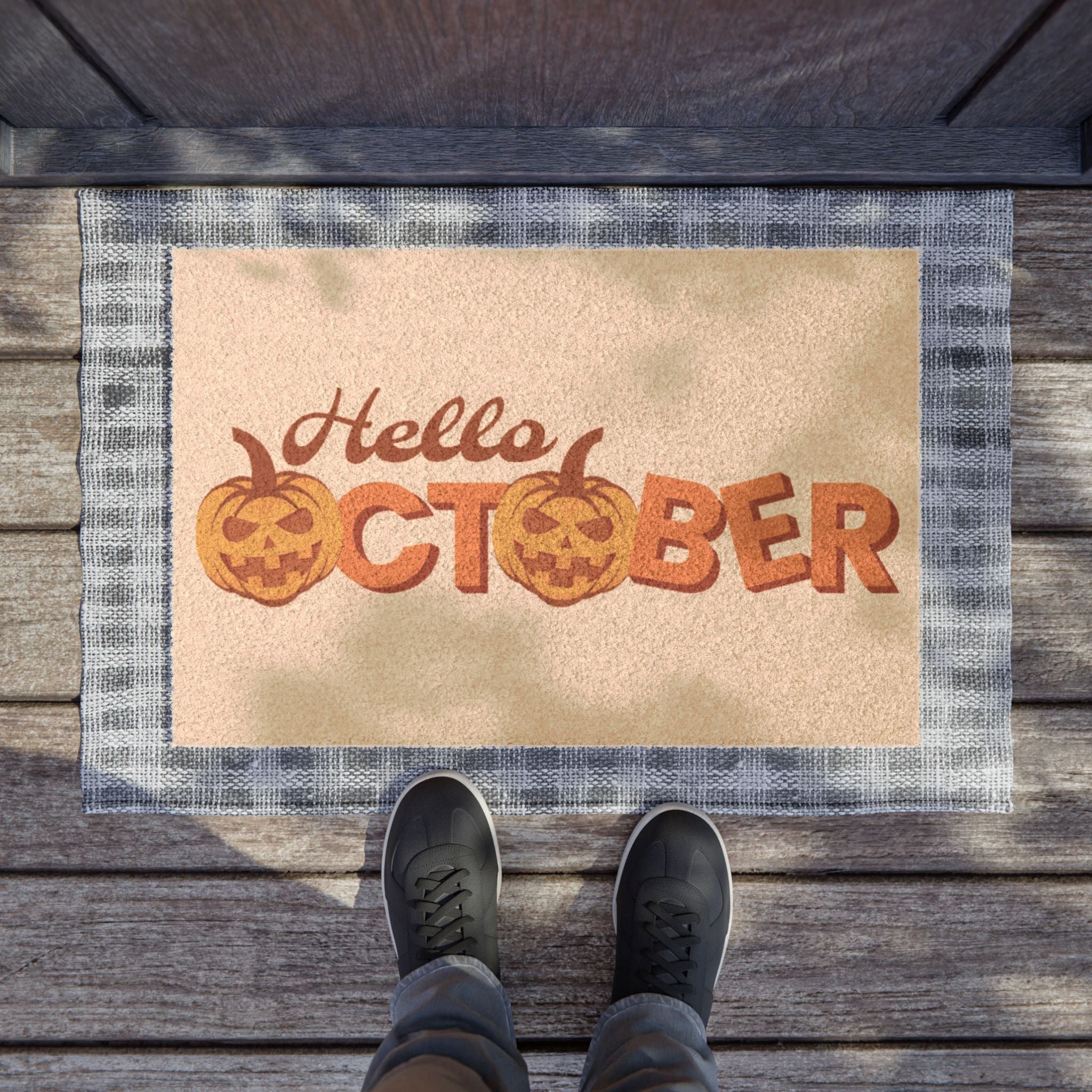 Halloween Doormat, Seasonal Welcome Mat, Fall Decor, October Home Entrance, Pumpkin Welcome Mat