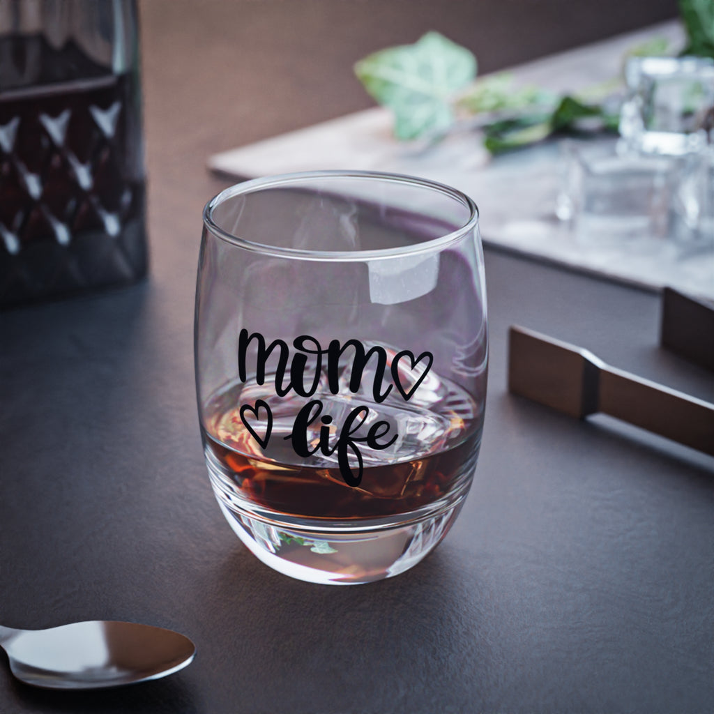 Mom Life Whiskey Glass, Unique Gifts for Moms, Mothers Day, Home Bar, Personalized Drinkware, Stylish Tumblers