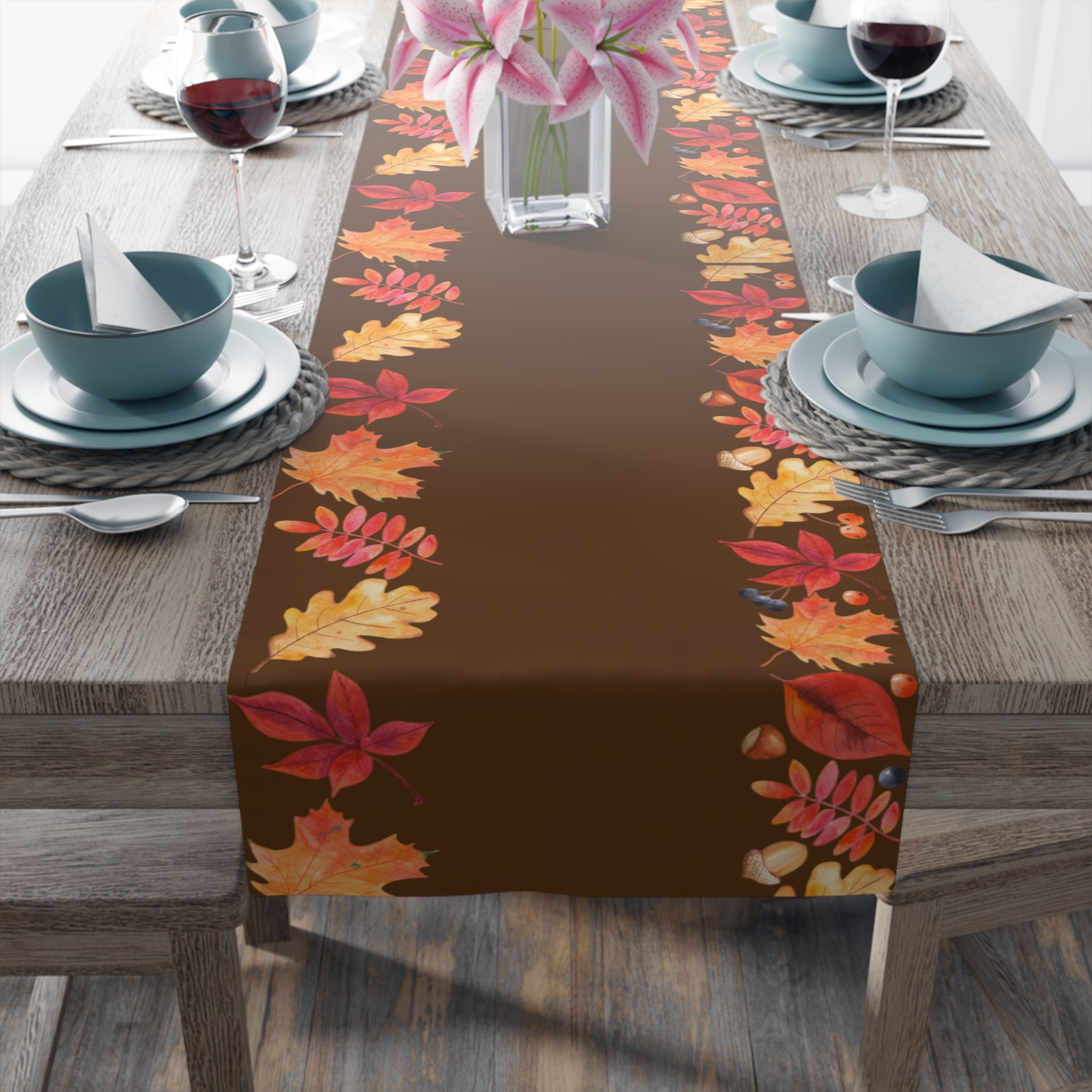 Rustic Fall Table Runner | Autumn Harvest Decor, Thanksgiving Table Setting, Farmhouse Style, Nature Inspired Home Decor