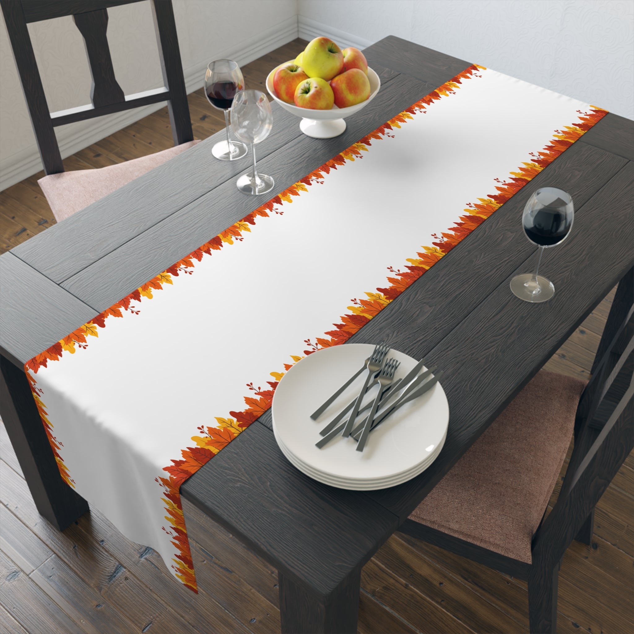 Autumn Leaves Table Runner, Fall Decor, Rustic Table Decoration, Thanksgiving Table Runner, Holiday Table Centerpiece
