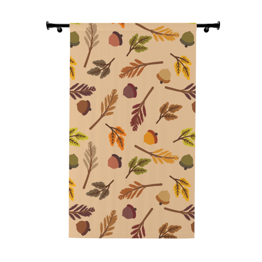 Autumn-Themed Window Curtains, Fall Home Decor, Harvest Seasonal Drapery, Acorn Print Curtain, Cozy Living Room Accessories