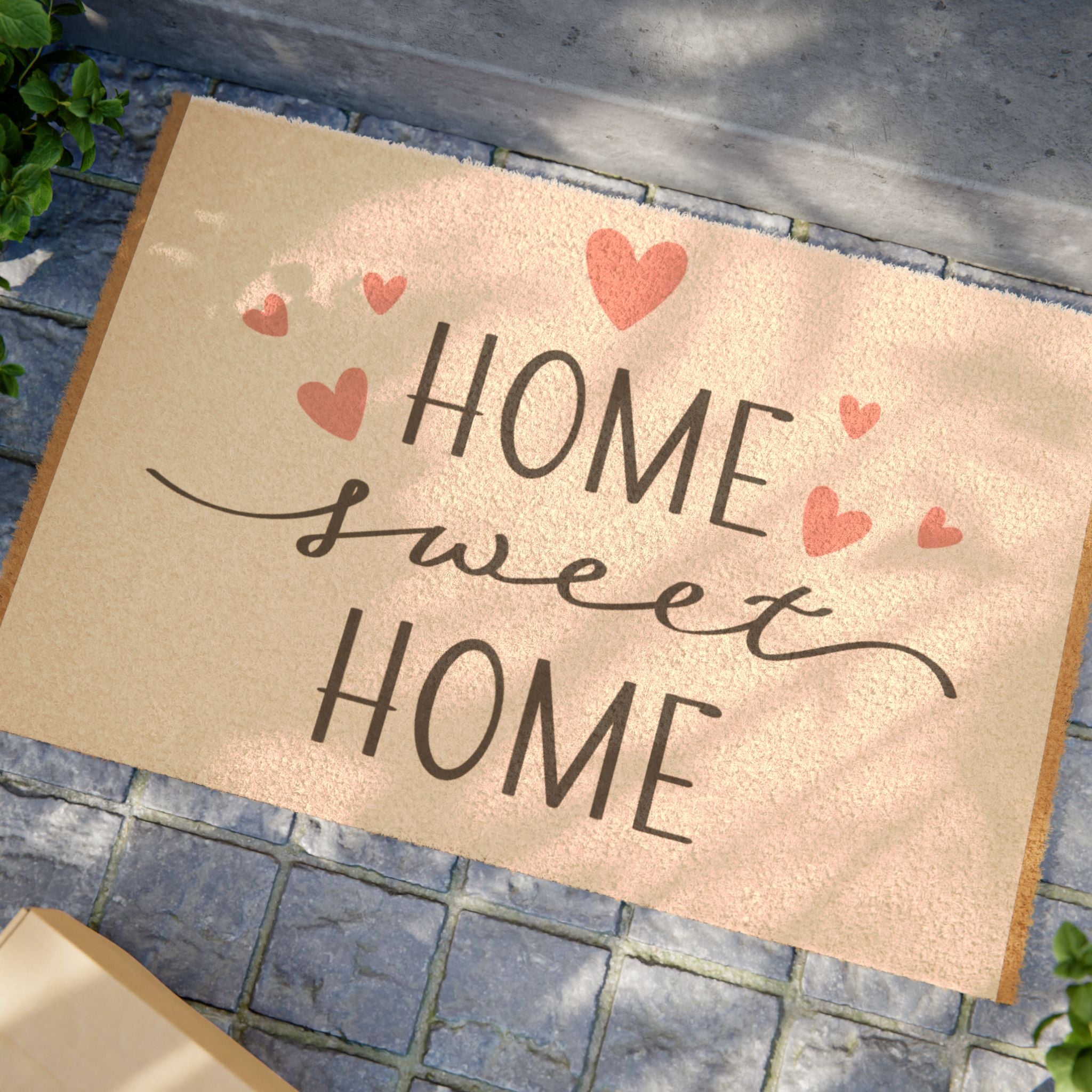 Home Sweet Home Doormat, Personalized Entry Mat, Cute Housewarming Gift, Love Decor, Heart Design Rug