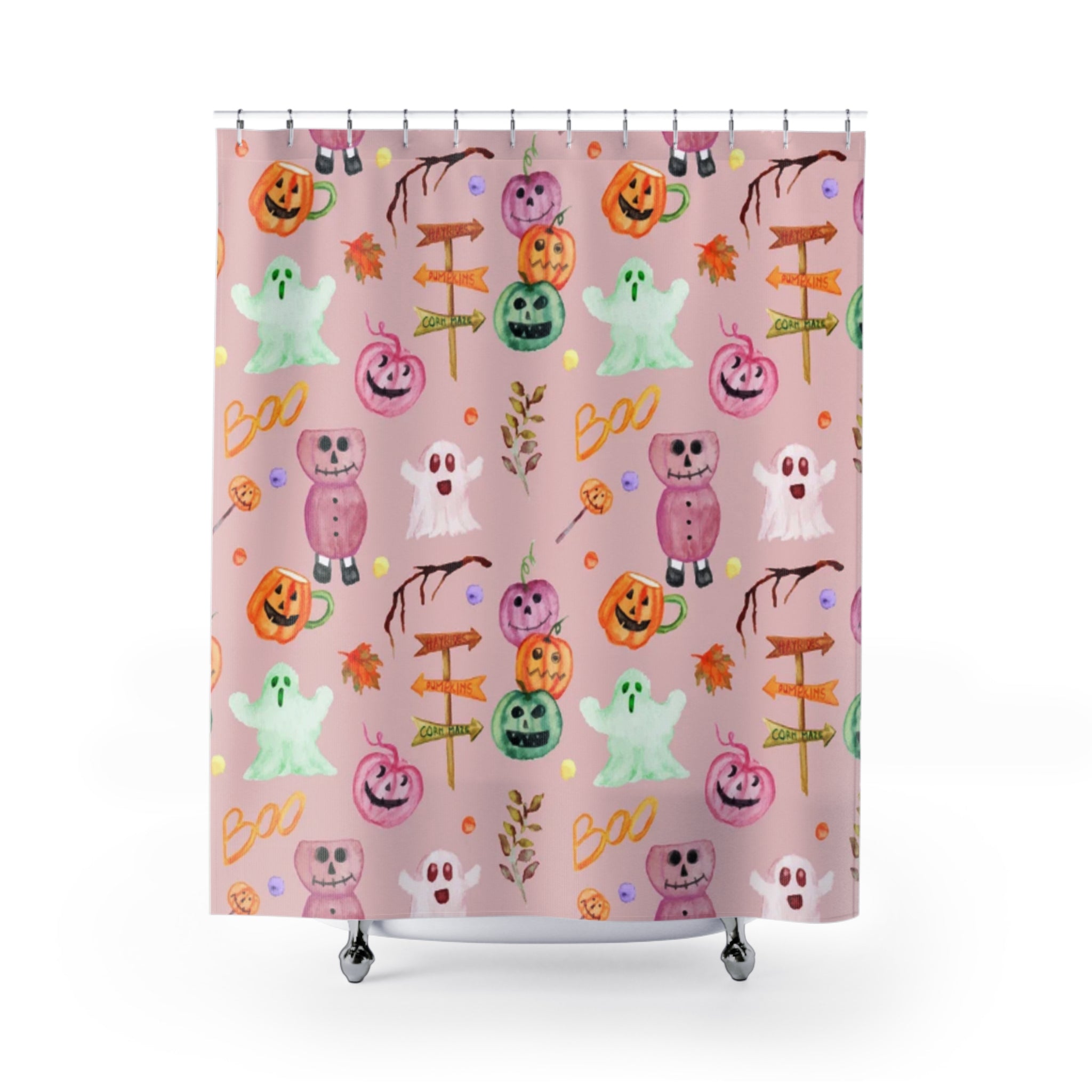 Spooky Halloween Shower Curtain, Whimsical Ghosts and Pumpkins Decor, Perfect for Fall Home, Creepy Bathroom Accessories, Trick or [...]