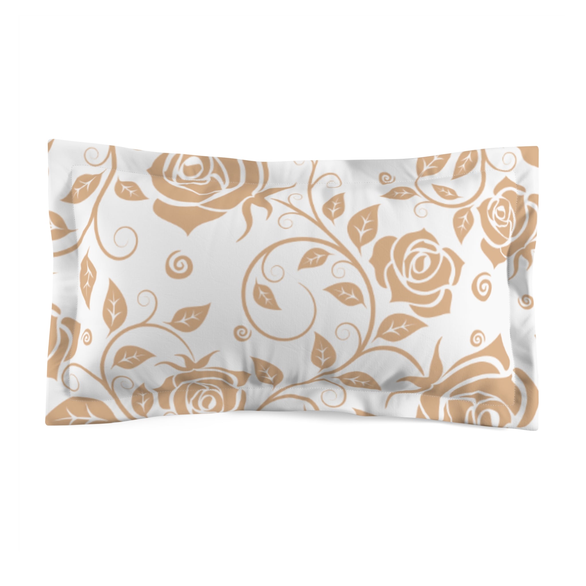 Elegant Floral Microfiber Pillow Sham, Vintage Rose Bed Decor, Bedroom Accent, Gift for Her, Wedding Bedding