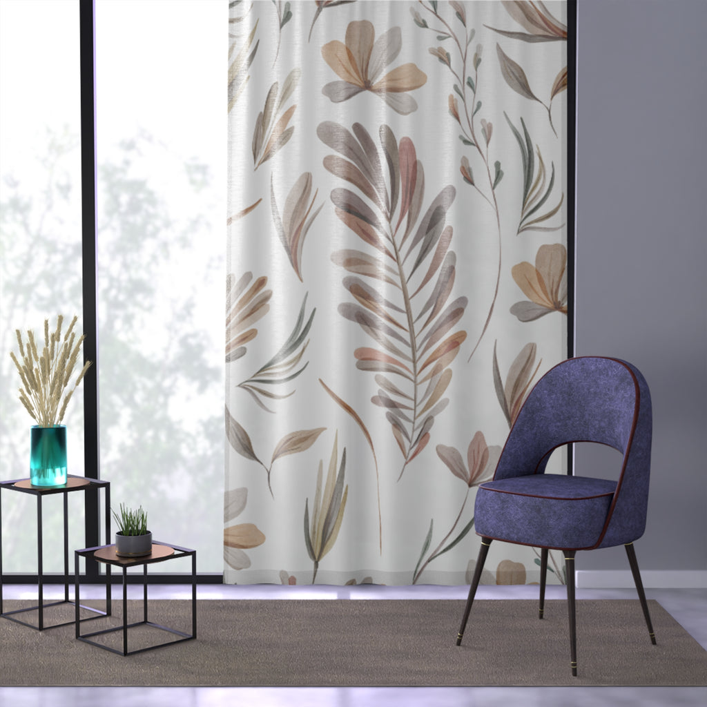 Floral Botanical Window Curtain, Nature-Inspired Home Decor, Living Room Shades, Boho Style Drapes, Ideal for Spring Refresh