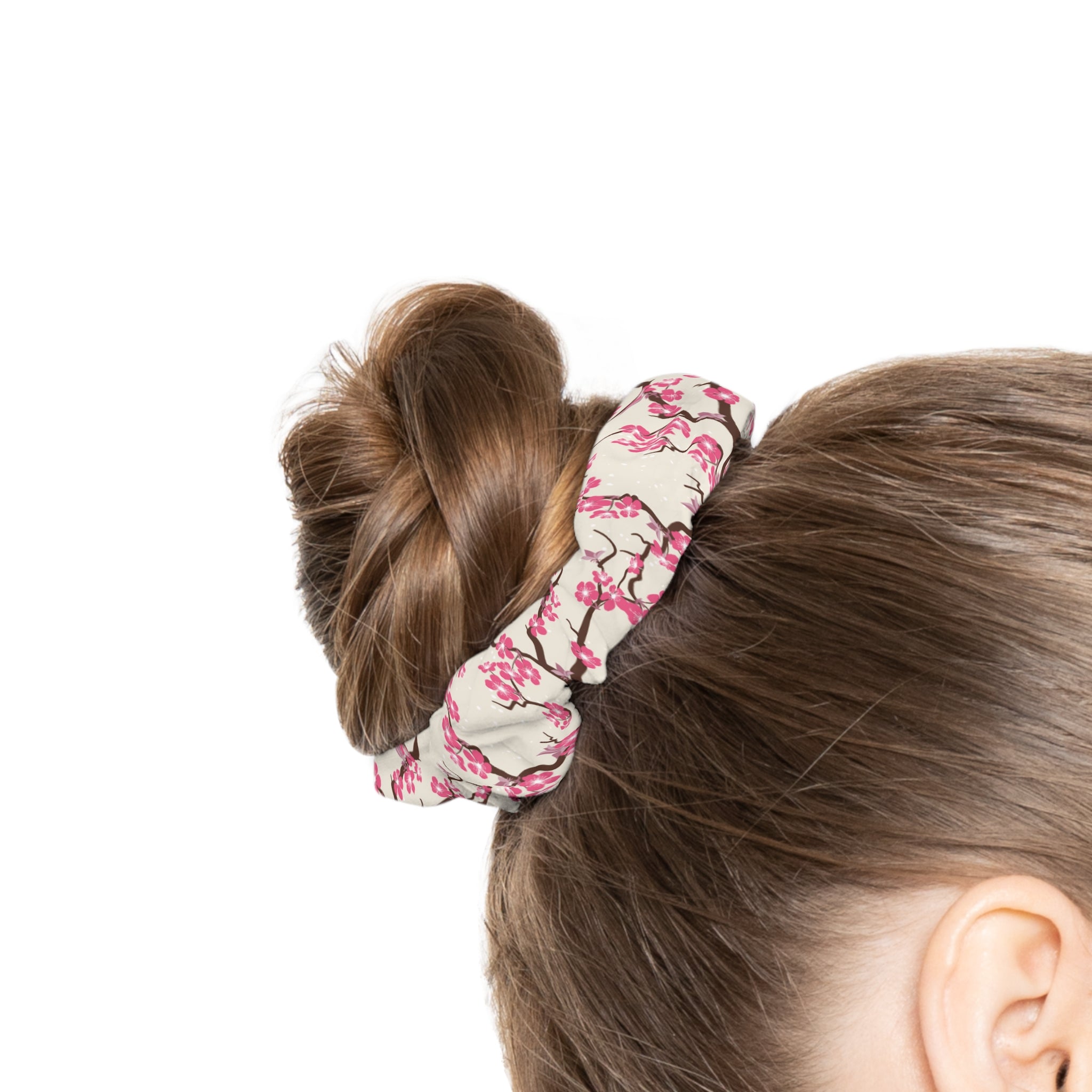 Cherry blossom floral Scrunchie Hair Accessory, Cute Hair Tie, Spring Fashion, Gift for Her, Everyday Use, Hair Accessories