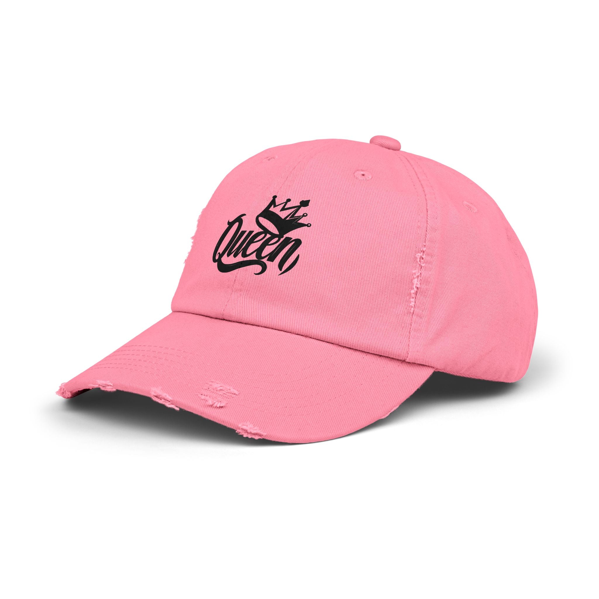 Queen Distressed Cap - Trendy Hat for Women, Casual Wear, Birthday Gift, Self-Care, Queen Vibes
