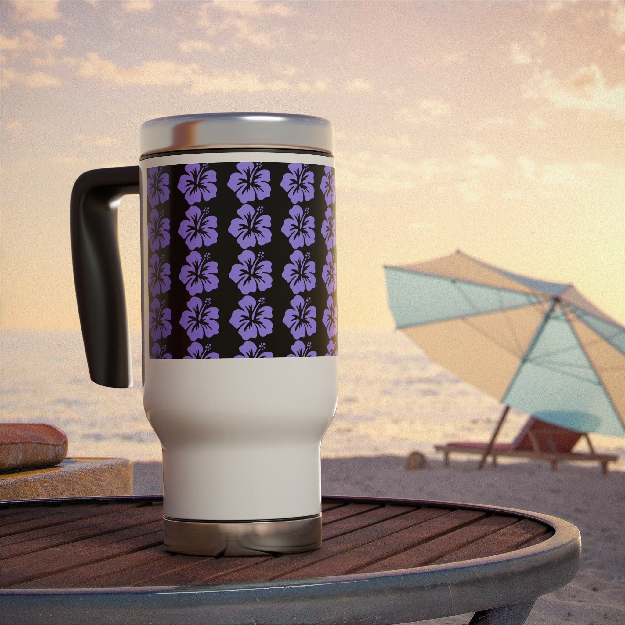 Floral Stainless Steel Travel Mug, Hibiscus Travel Cup, Coffee Mug with Handle, Perfect Gift for Garden Lovers, Summer Picnic [...]