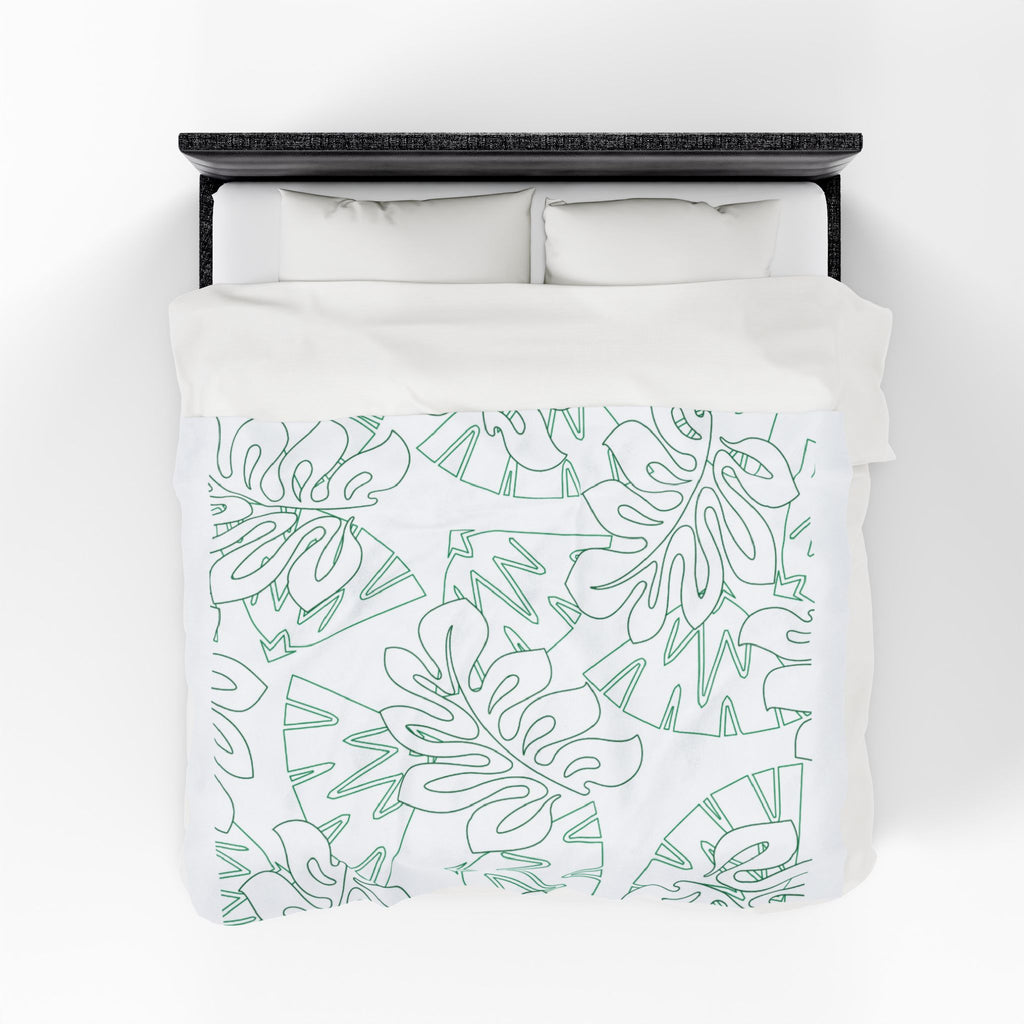 Tropical Leaves Plush Blanket - Cozy, Soft, Decorative Throw for Home, Gift for Her, Summer Vibes, Relaxation Decor