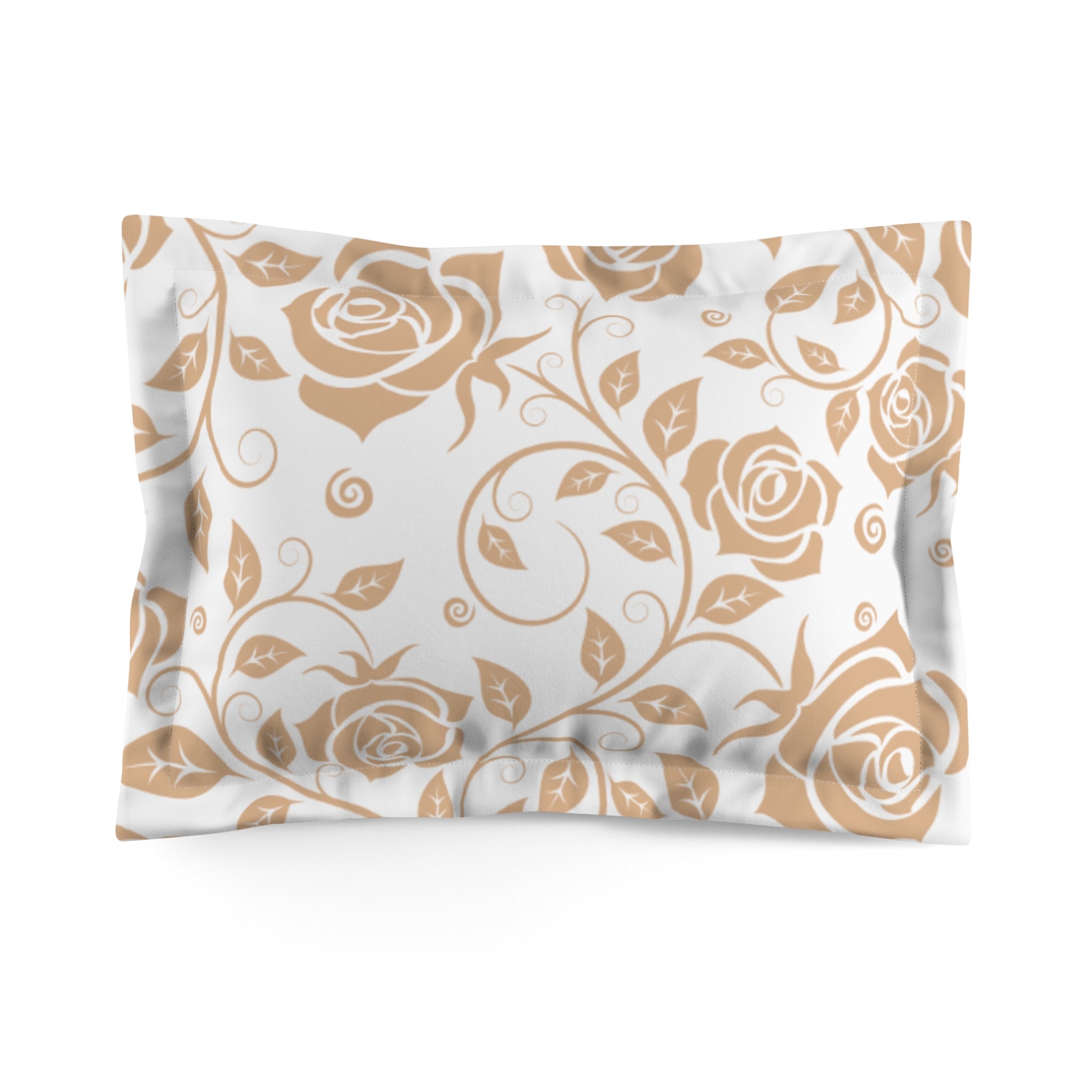 Elegant Floral Microfiber Pillow Sham, Vintage Rose Bed Decor, Bedroom Accent, Gift for Her, Wedding Bedding