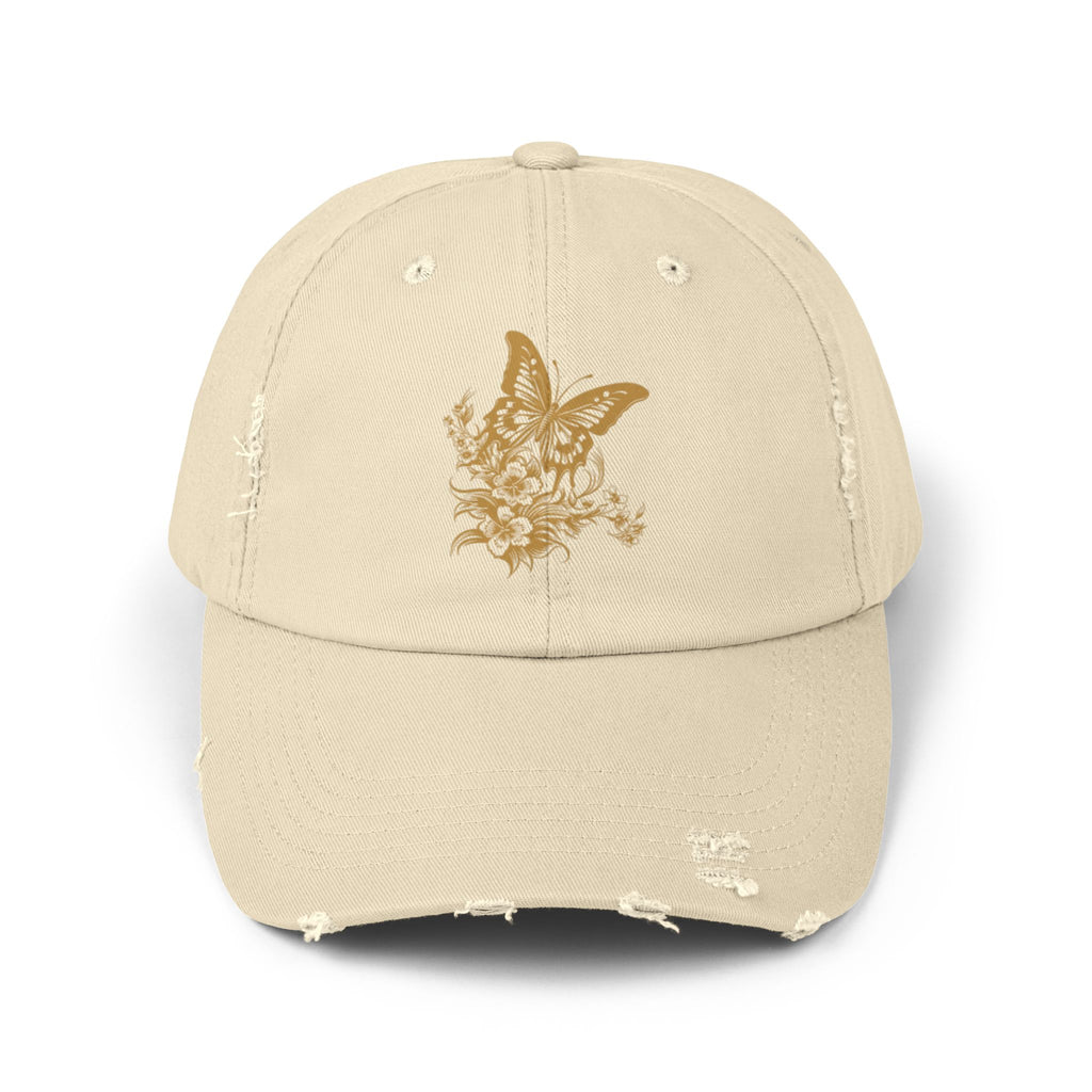 Distressed Butterfly Cap: Trendy Adjustable Hat for Outdoor Adventures, Casual Wear, Festivals, Gifts, Summer