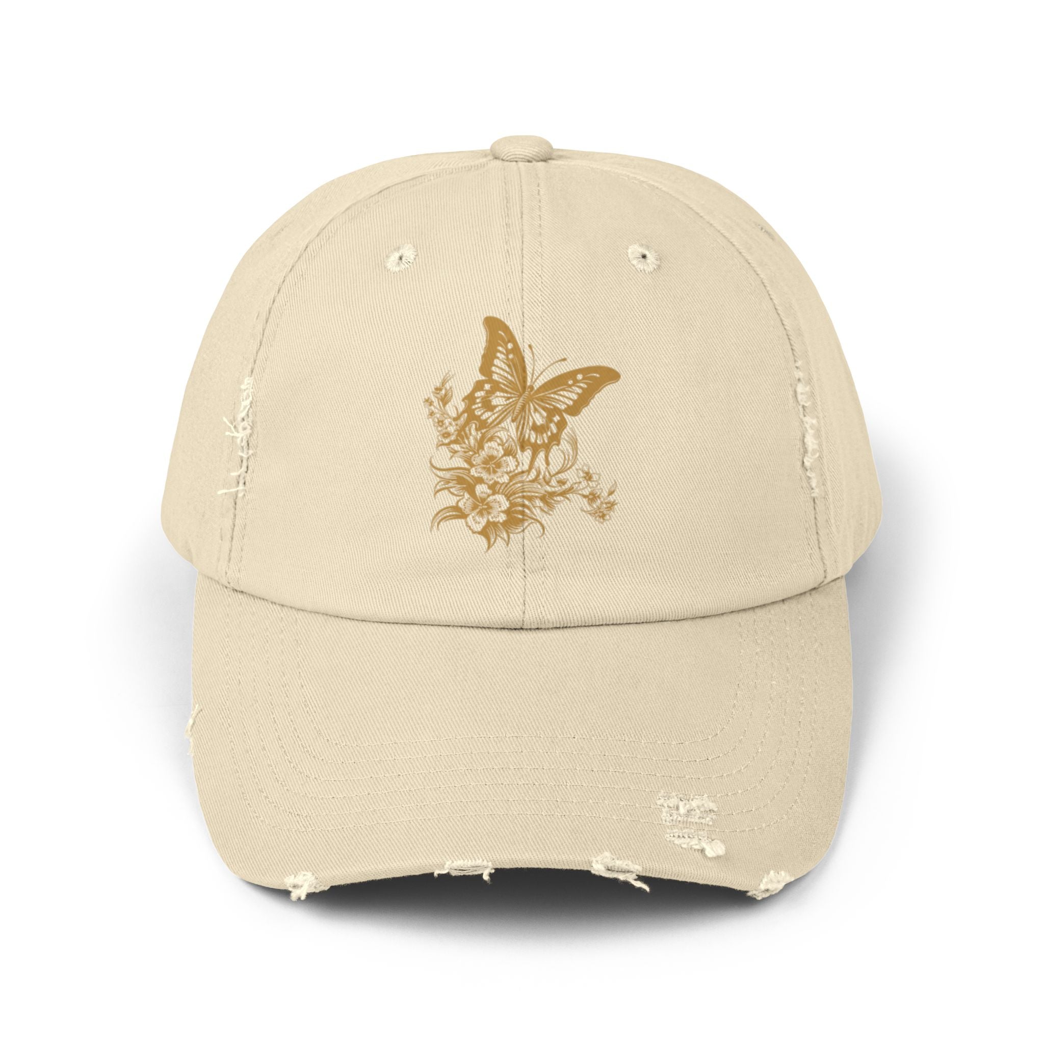 Distressed Butterfly Cap: Trendy Adjustable Hat for Outdoor Adventures, Casual Wear, Festivals, Gifts, Summer