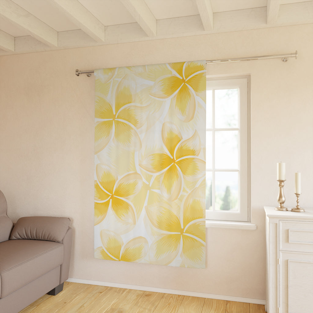 Bright Floral Window Curtains, Yellow Flower Curtains, Home Decor, Summer Living Room, Tropical Vibe