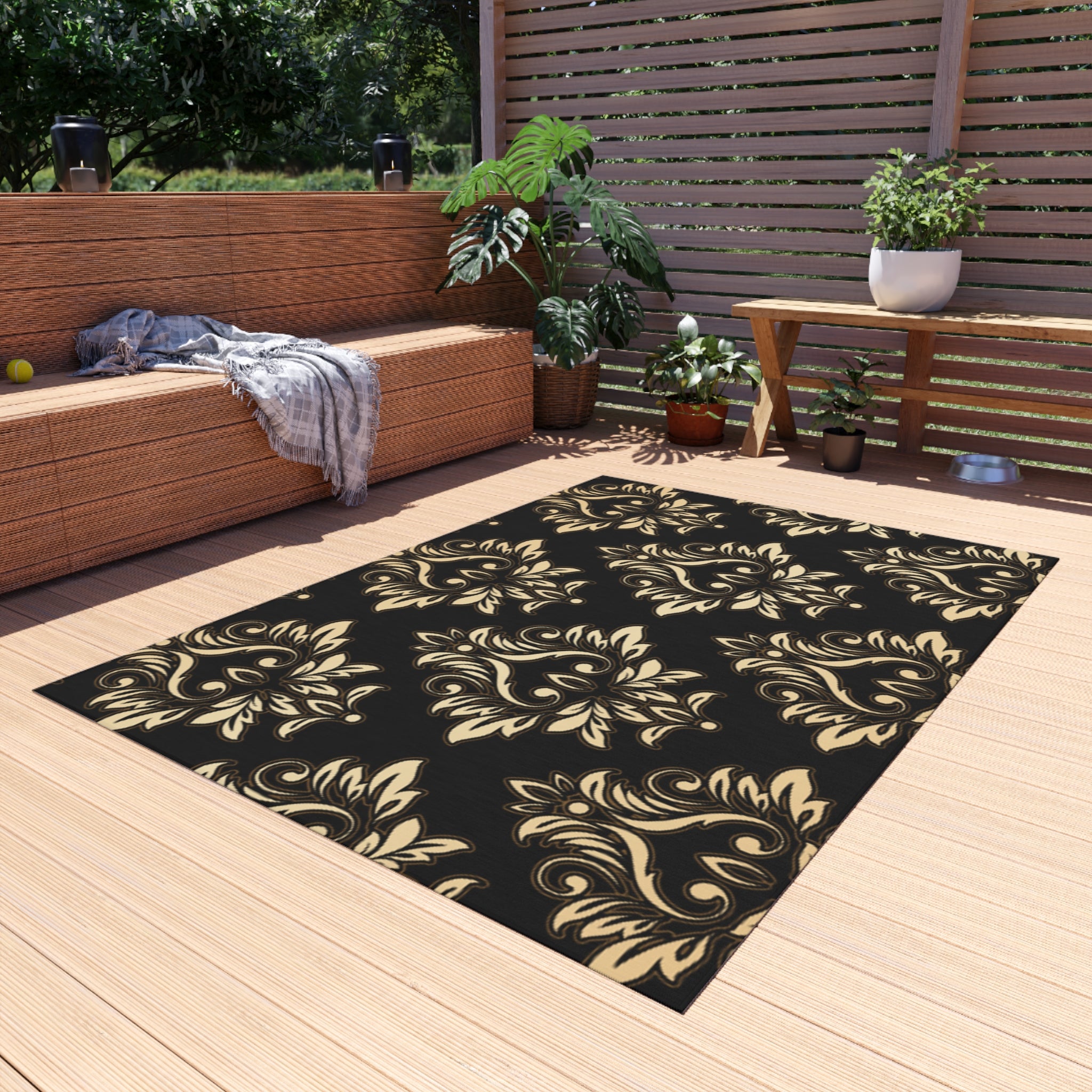 Stylish Outdoor Rug for Patios, Modern Decor, Home and Garden, Table Setting, Outdoor Living, Perfect for BBQs