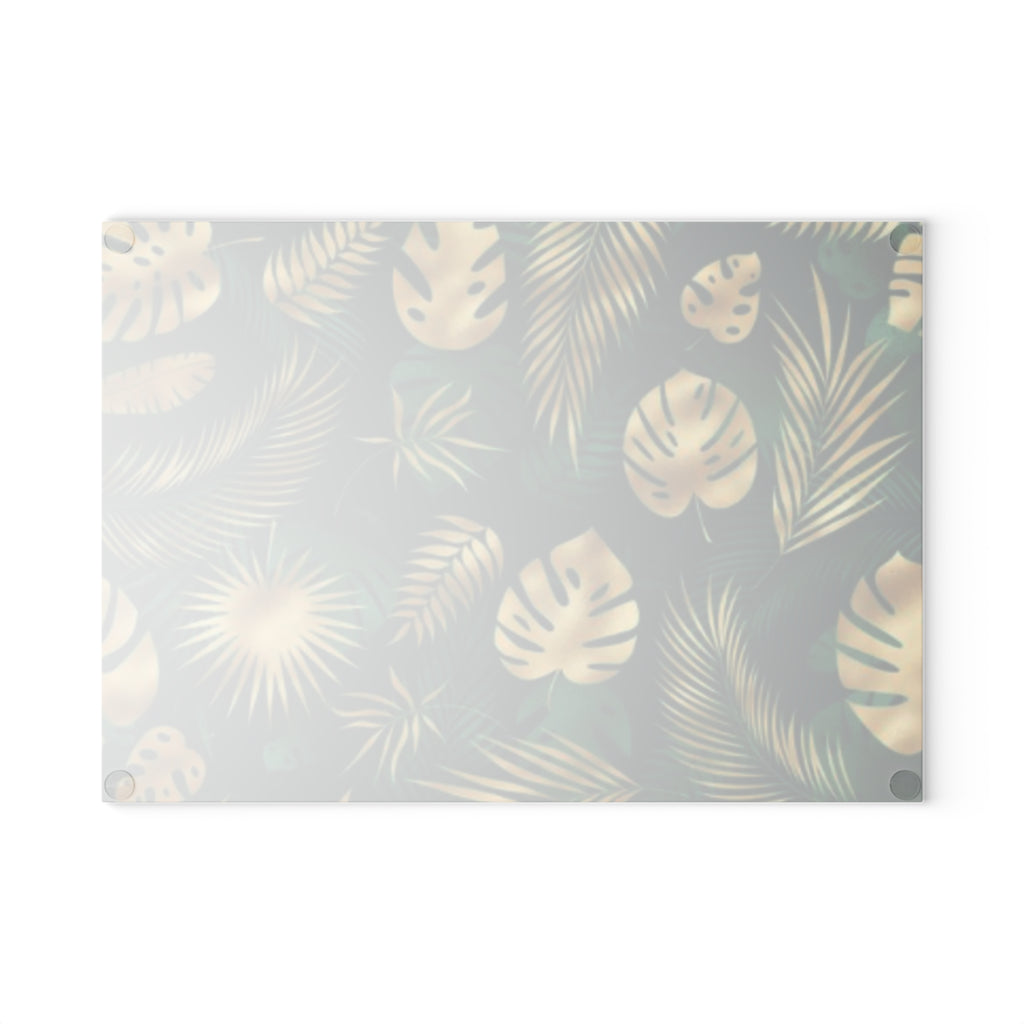 Hawaiian Tropical Monstera Leaf Glass Cutting Board, Kitchen Decor, Gift for Chefs, Wedding Registry, Home Spices, Elegant Cookware