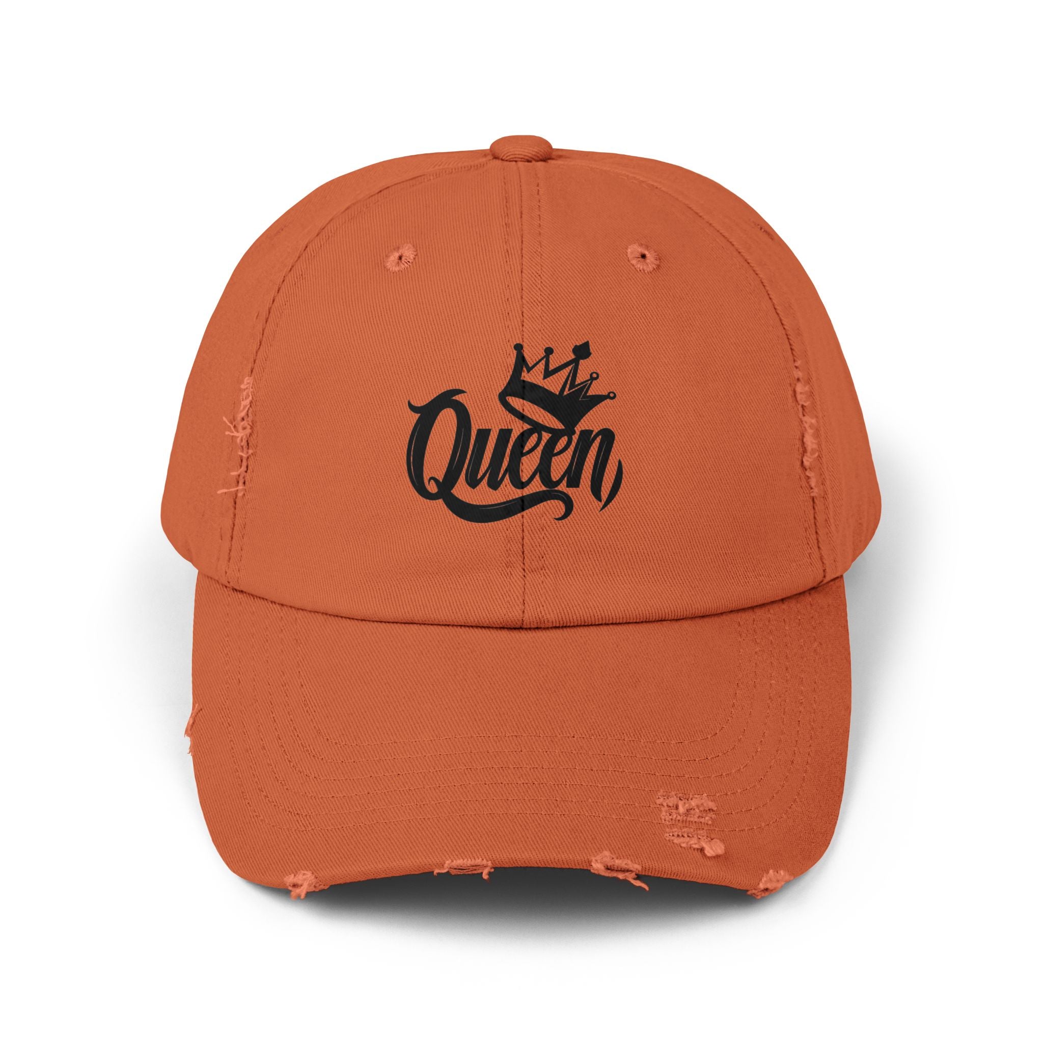 Queen Distressed Cap - Trendy Hat for Women, Casual Wear, Birthday Gift, Self-Care, Queen Vibes