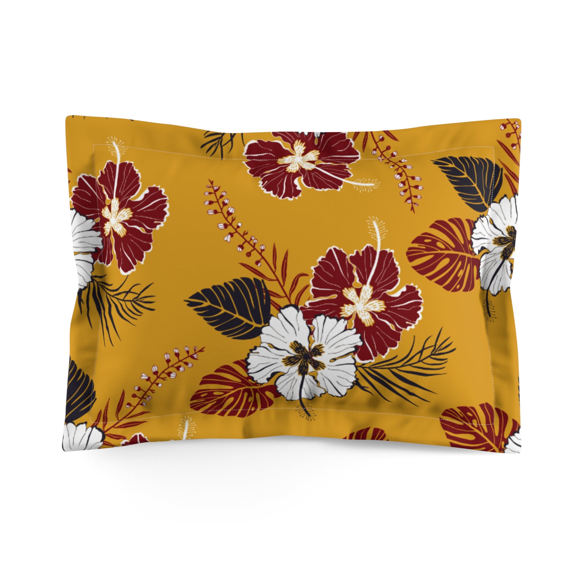 Tropical Floral Microfiber Pillow Sham, Vibrant Floral Decor, Bedroom Accent, Gift Idea for Home, Summer Vibes, Boho Pillowcase