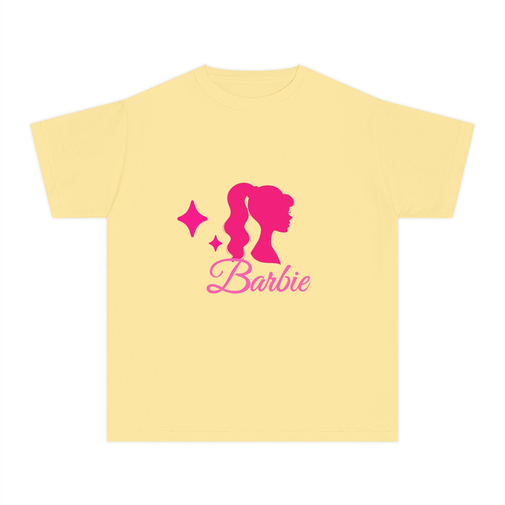 Barbie-Inspired Youth Midweight Tee, Pink Graphic Shirt, Kids Fashion Tee, Birthday Gift, Trendy Youth Apparel, Playful Summer Top
