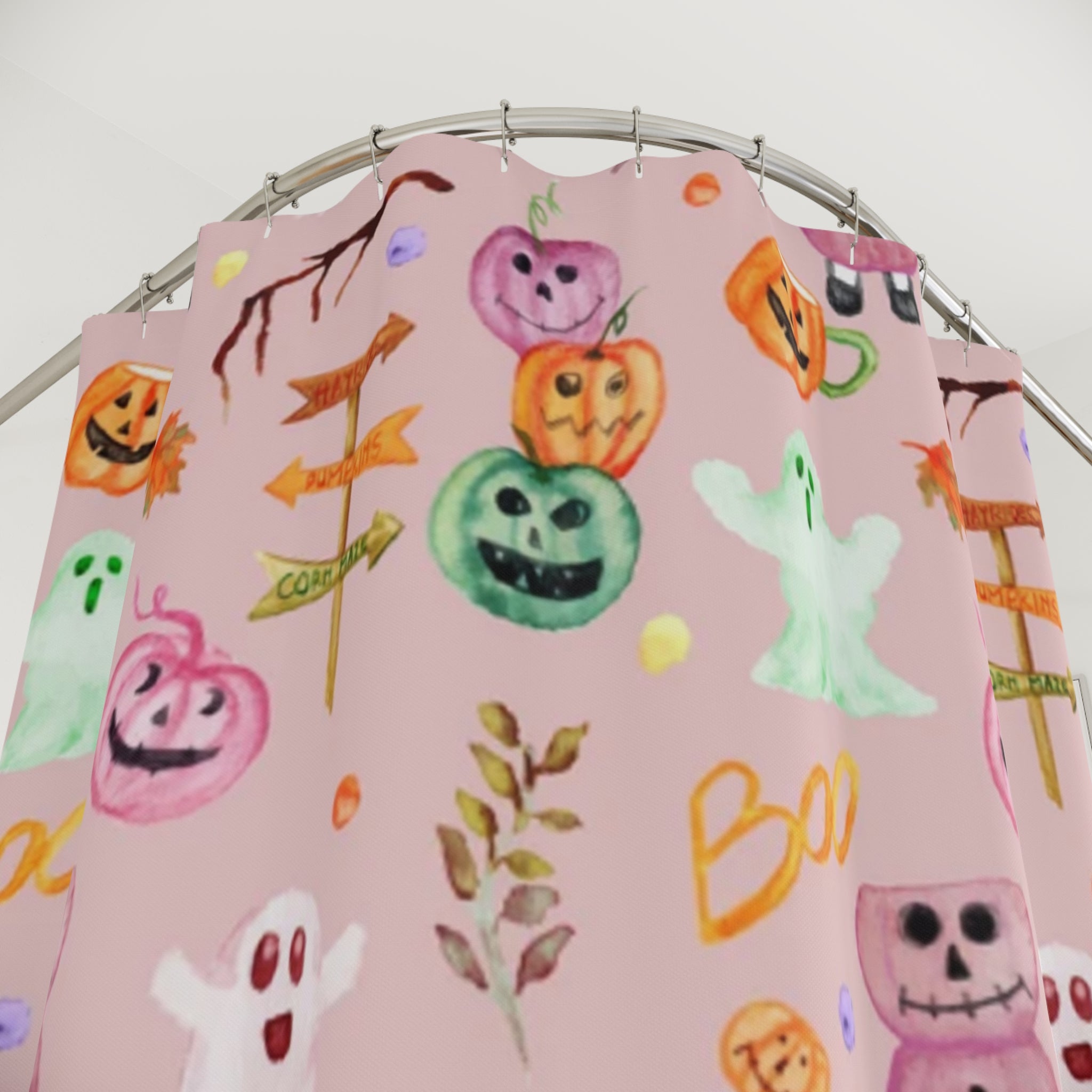 Spooky Halloween Shower Curtain, Whimsical Ghosts and Pumpkins Decor, Perfect for Fall Home, Creepy Bathroom Accessories, Trick or [...]