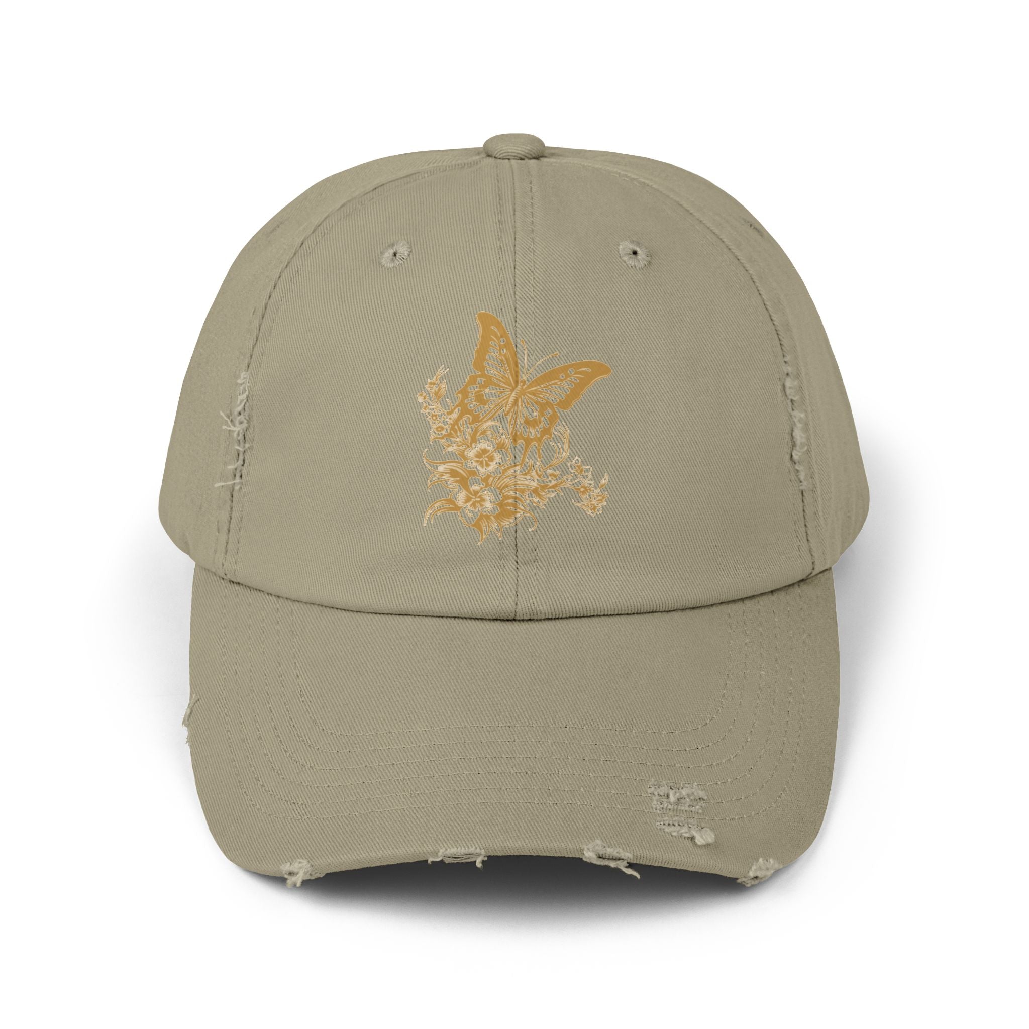 Distressed Butterfly Cap: Trendy Adjustable Hat for Outdoor Adventures, Casual Wear, Festivals, Gifts, Summer