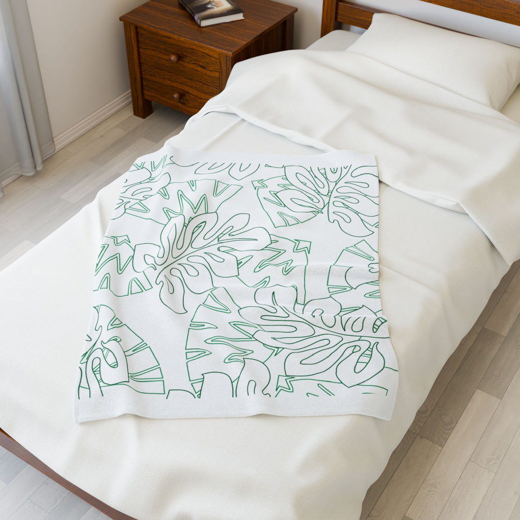Tropical Leaves Plush Blanket - Cozy, Soft, Decorative Throw for Home, Gift for Her, Summer Vibes, Relaxation Decor