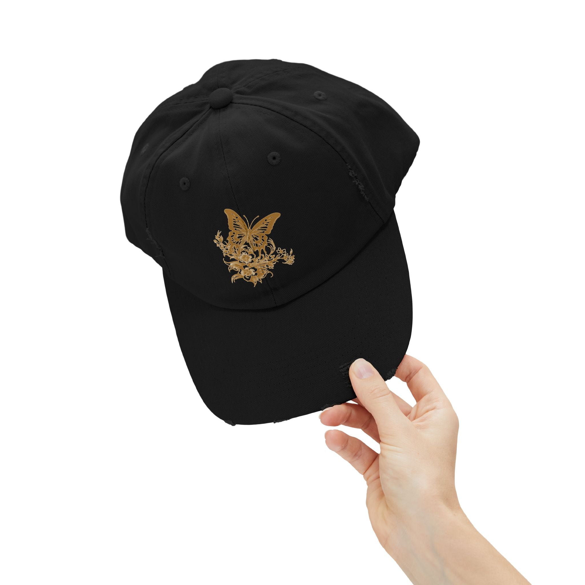 Distressed Butterfly Cap: Trendy Adjustable Hat for Outdoor Adventures, Casual Wear, Festivals, Gifts, Summer