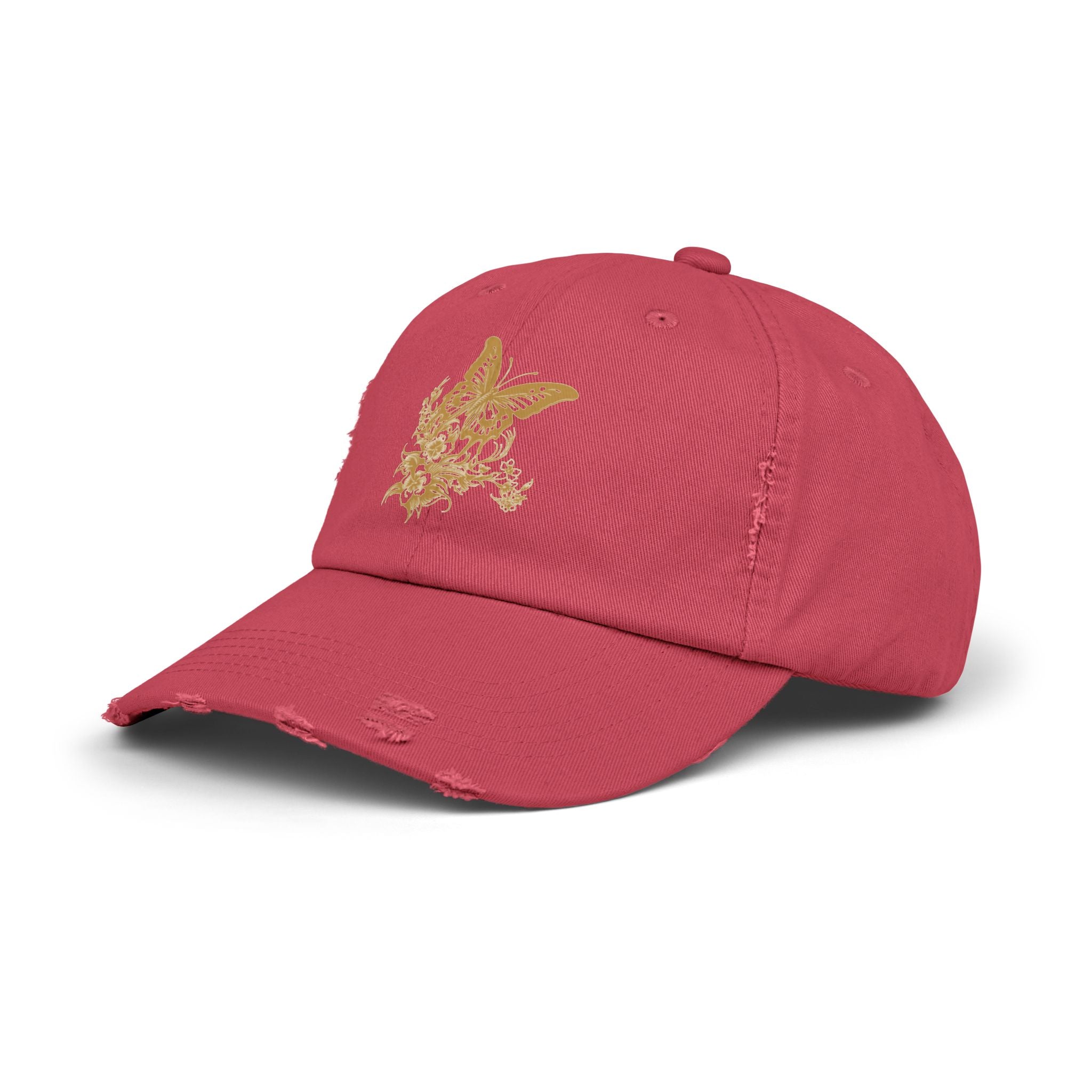 Distressed Butterfly Cap: Trendy Adjustable Hat for Outdoor Adventures, Casual Wear, Festivals, Gifts, Summer